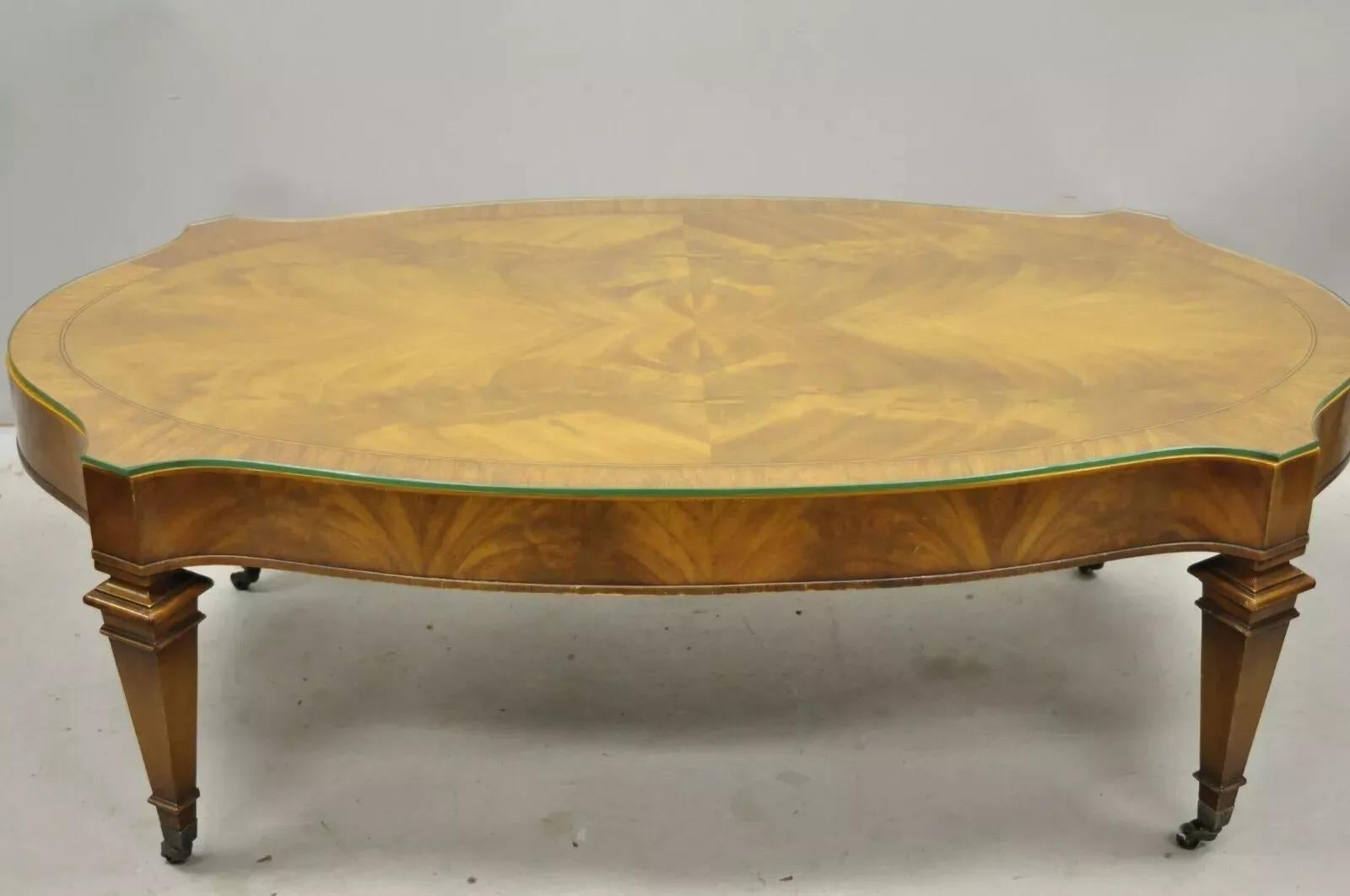 Heirloom Weiman Regency Style Flamed Mahogany One Drawer Coffee Table on Casters For Sale 4