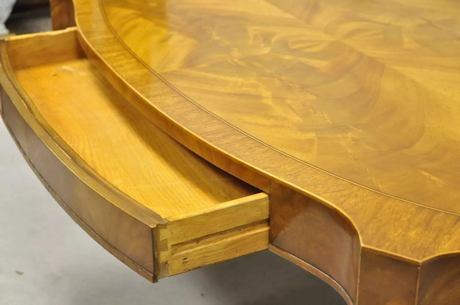 Brass Heirloom Weiman Regency Style Flamed Mahogany One Drawer Coffee Table on Casters For Sale
