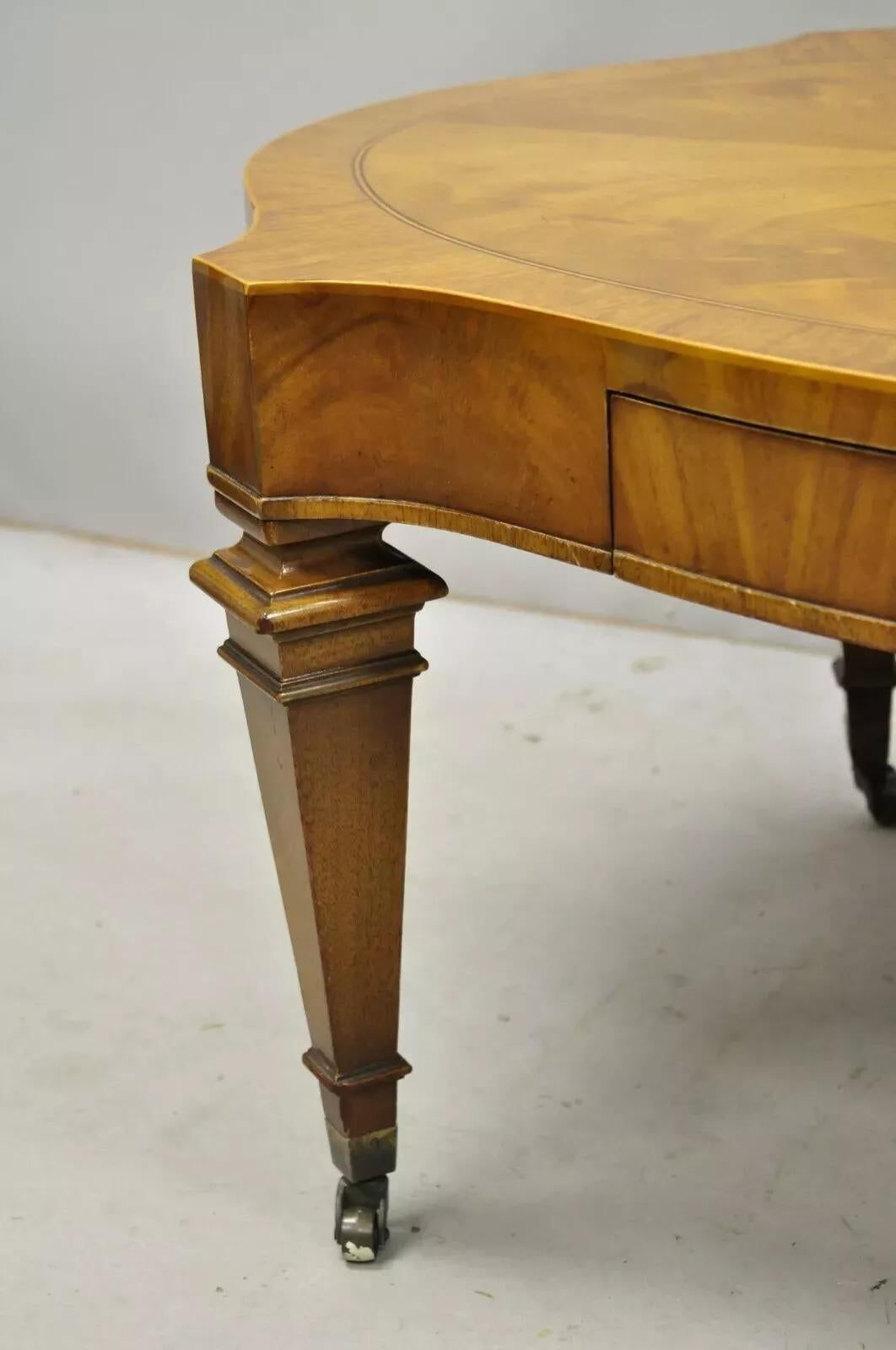 Heirloom Weiman Regency Style Flamed Mahogany One Drawer Coffee Table on Casters For Sale 2