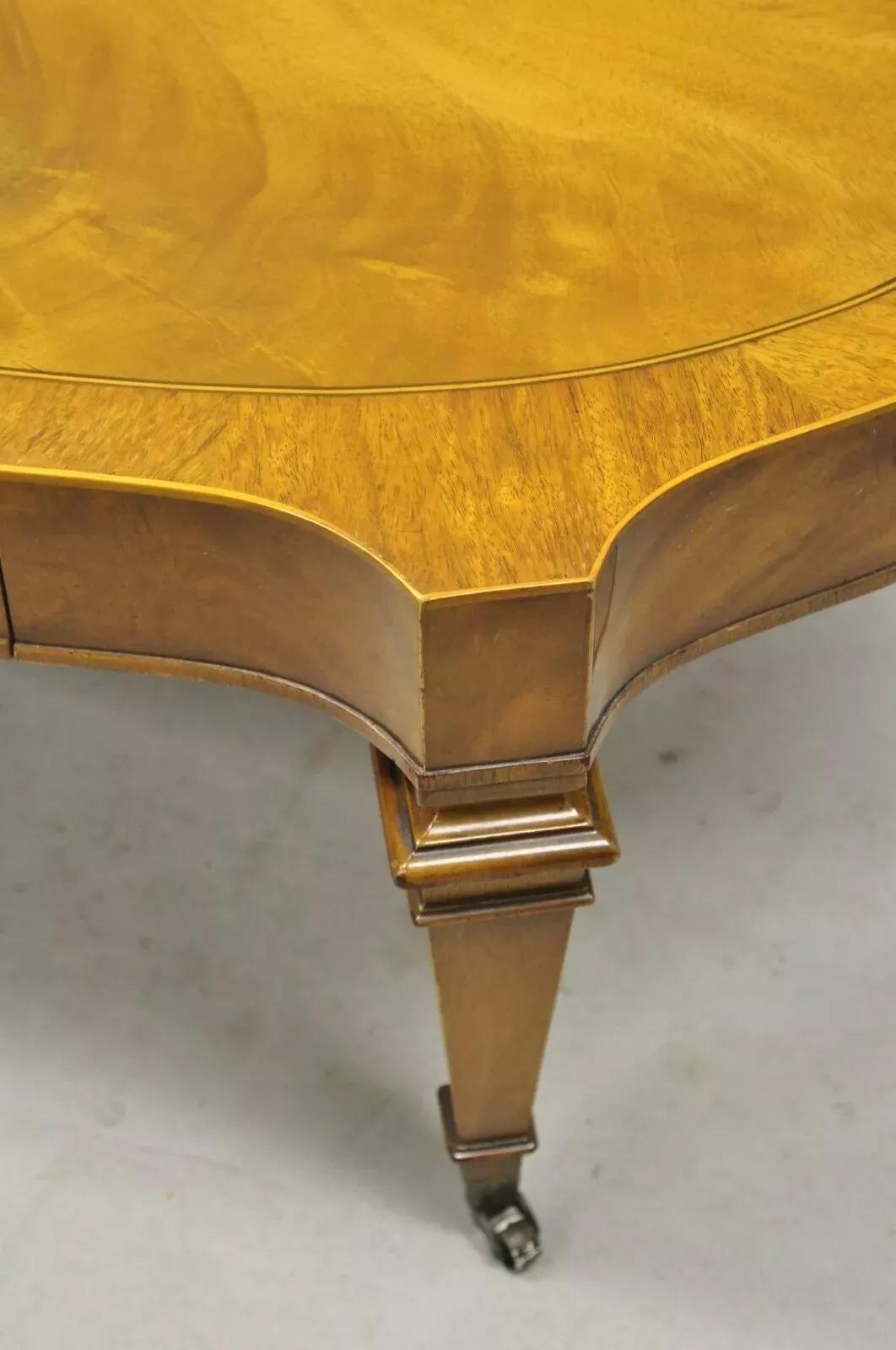 Heirloom Weiman Regency Style Flamed Mahogany One Drawer Coffee Table on Casters For Sale 3