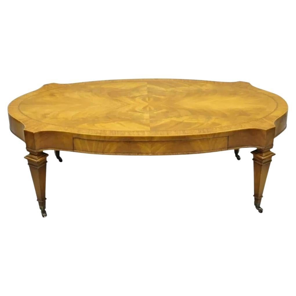 Heirloom Weiman Regency Style Flamed Mahogany One Drawer Coffee Table on Casters For Sale