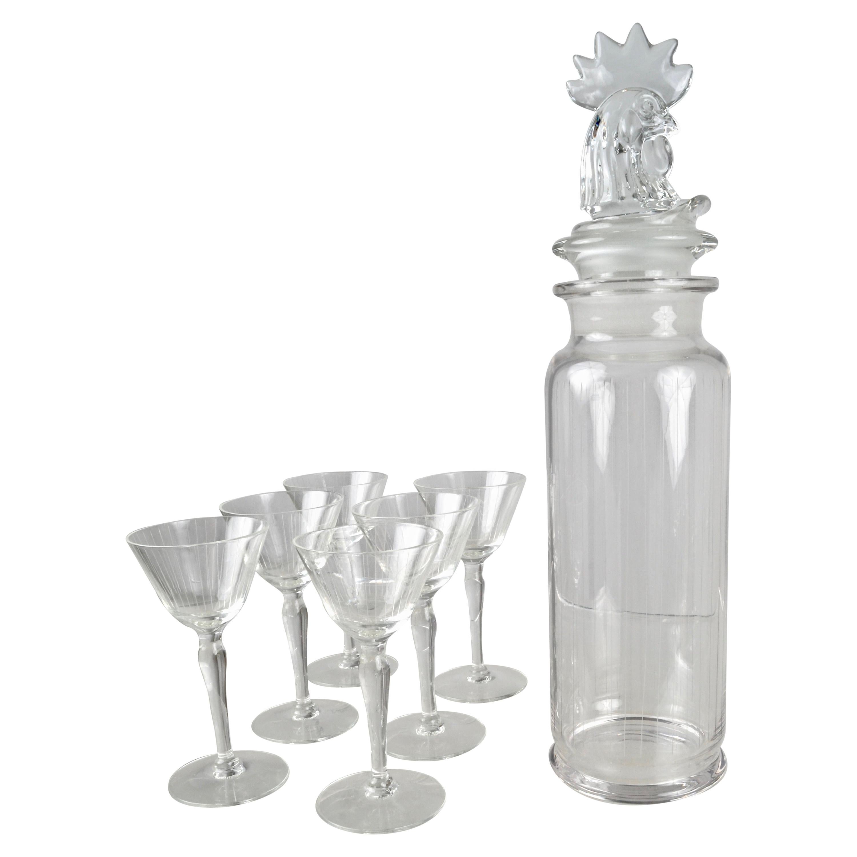 Heisey Glass Cocktail Shaker and Glasses