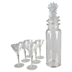 Vintage Heisey Glass Cocktail Shaker and Glasses