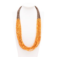 Heishi and Spiny Oyster Ten-Strand Beaded Necklace