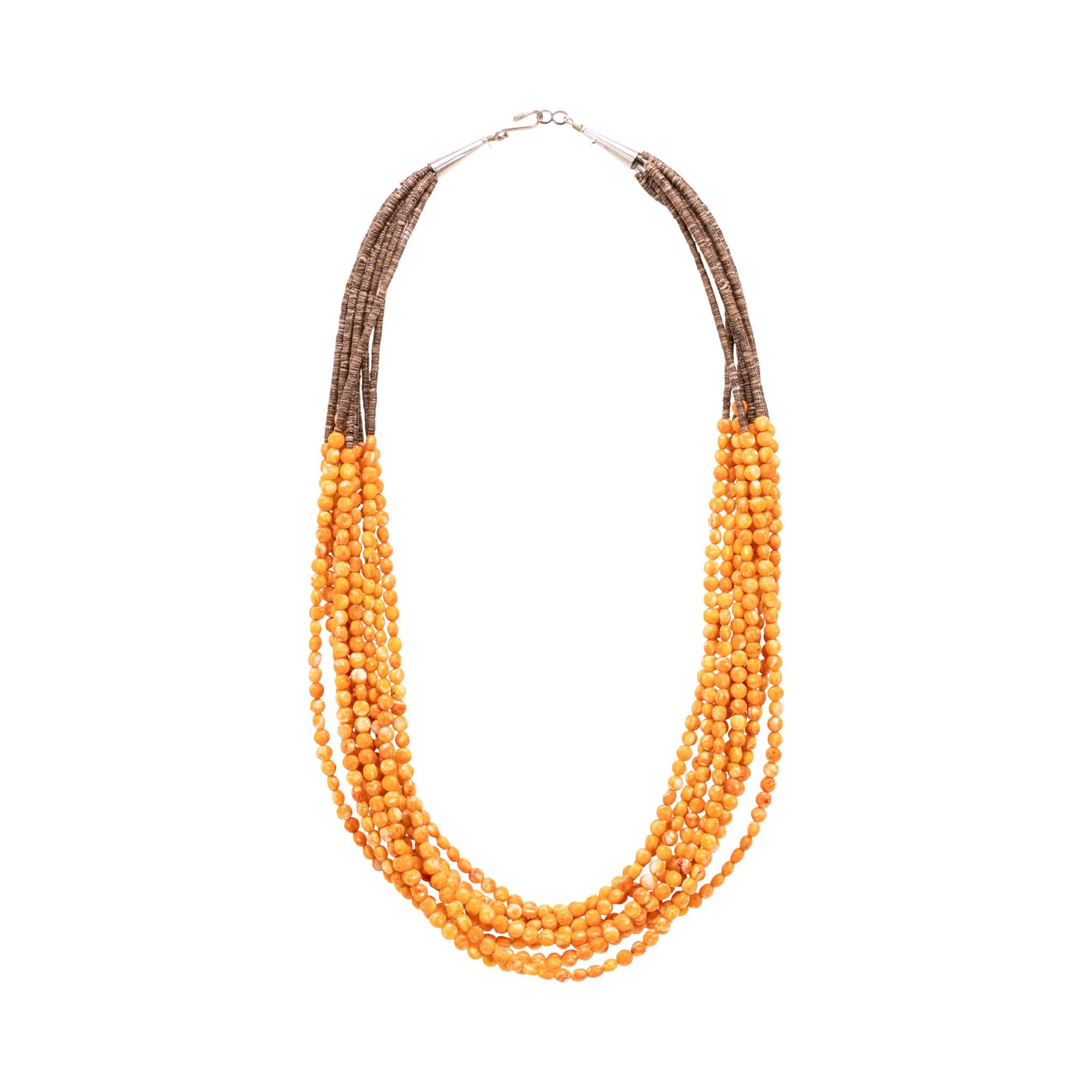 Collana di perline a dieci fili di Heishi e ostriche spinose