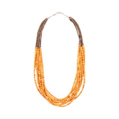 Collar de cuentas de diez vueltas de heishi y ostra espinosa