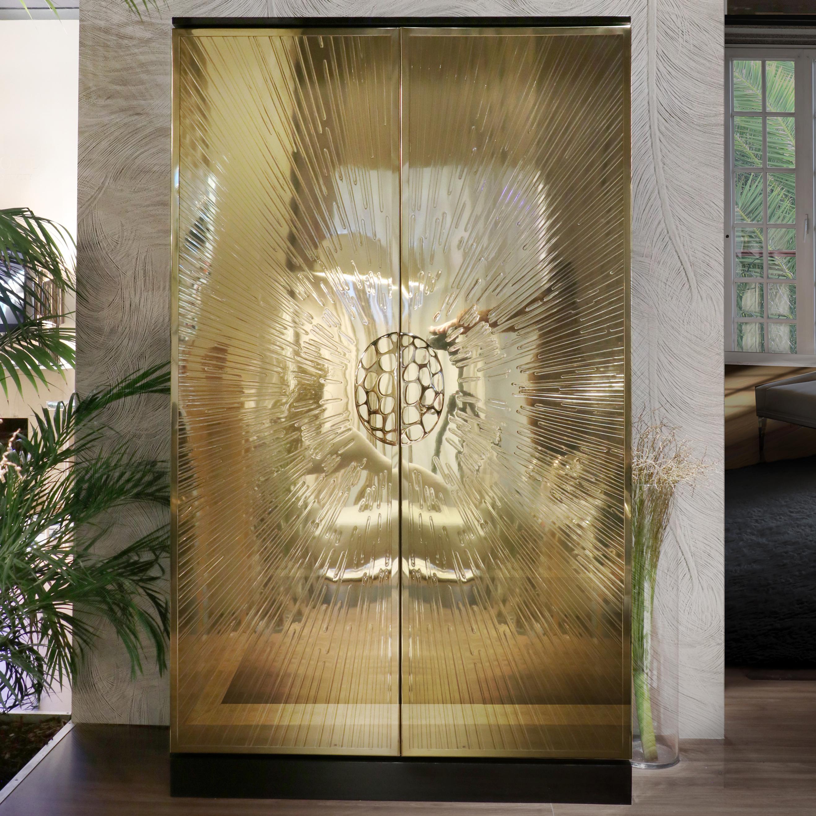 Brass Heive Armoire For Sale