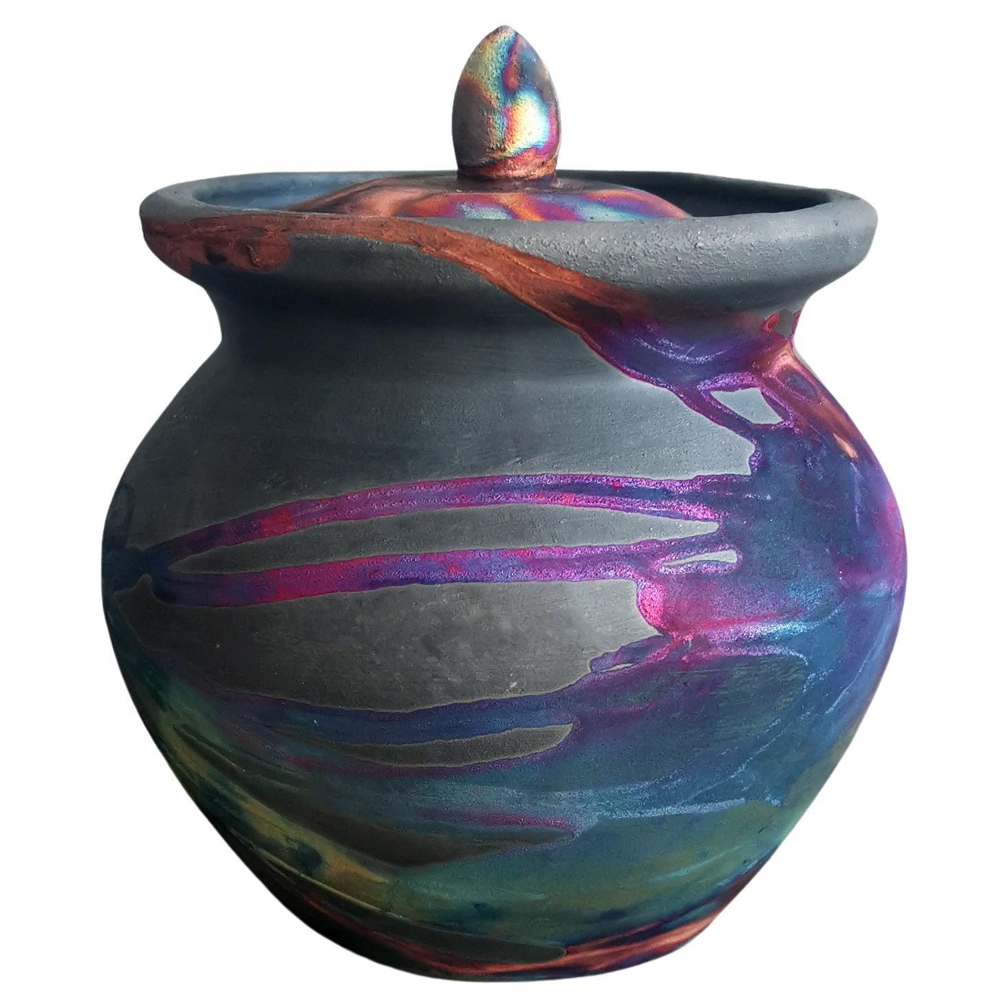 Heiwa-Keramikurne – Kohlenstoff-Kupfer – Keramik Raku-Keramik im Angebot
