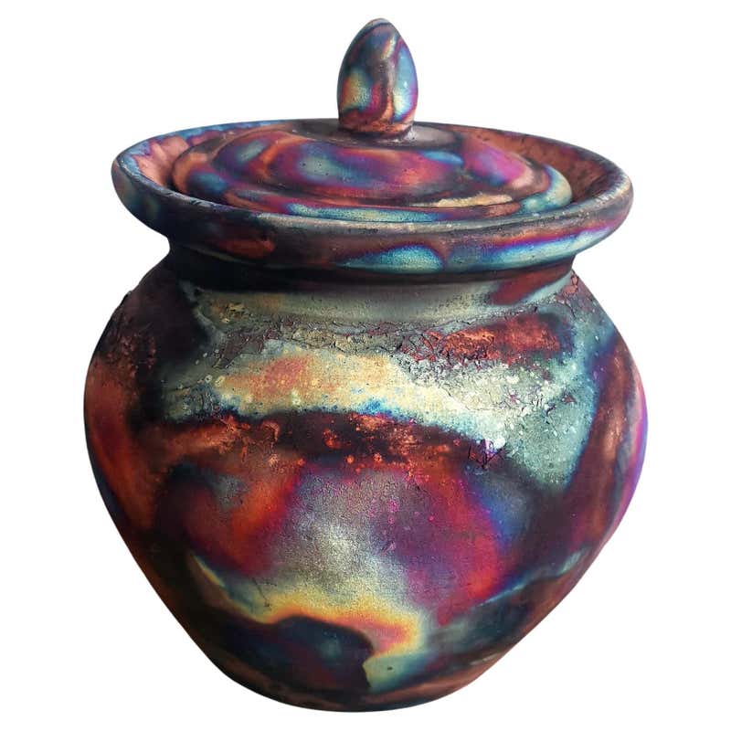 Heiwa Ceramic Urn, Obvara, Ceramic Raku Pottery For Sale at 1stDibs