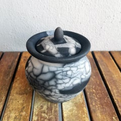 Heiwa Ceramic Urn, Smoked Raku, Ceramic Raku Pottery