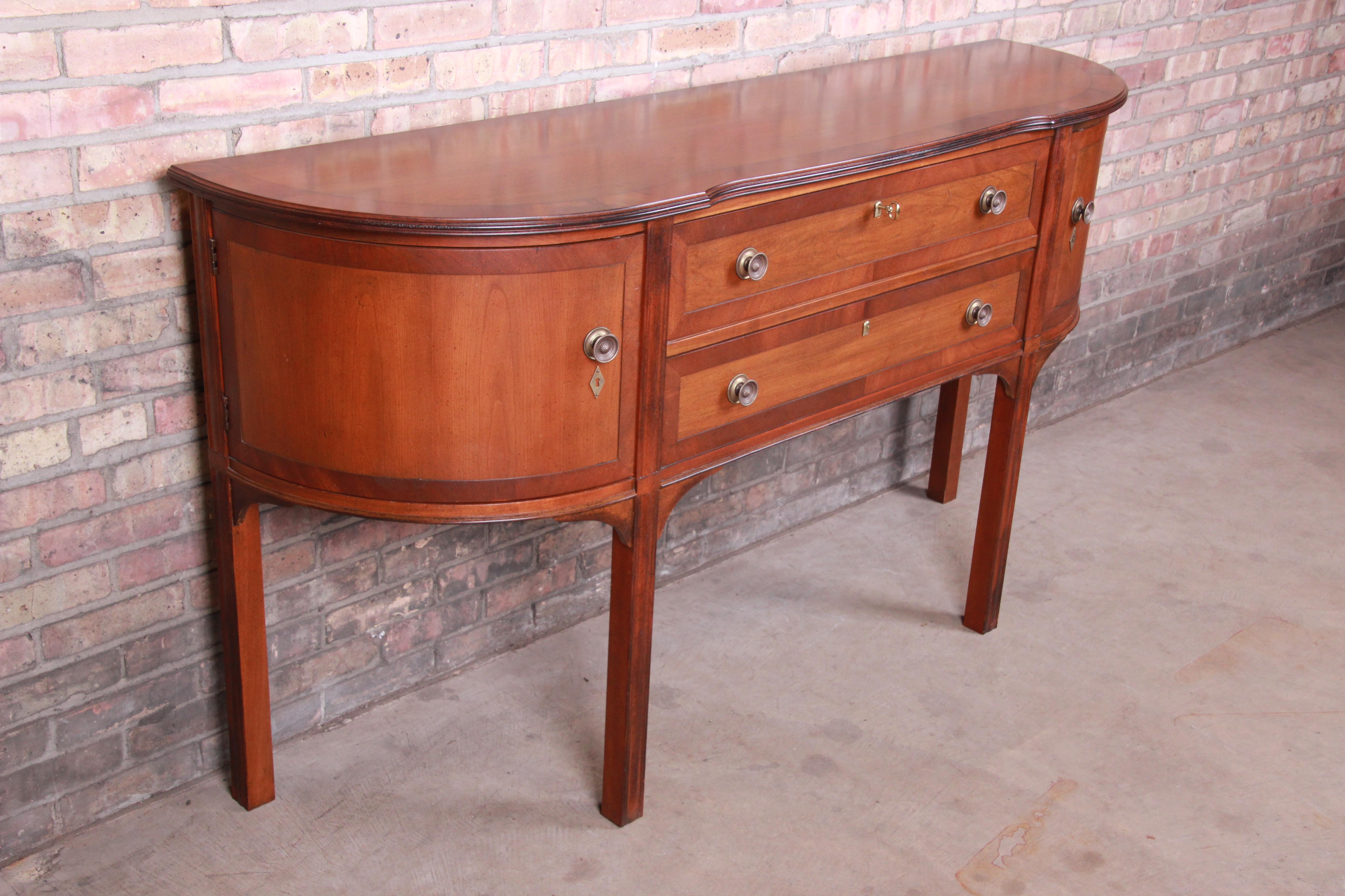 20th Century Hekman Banded Mahogany Bow Front Georgian Sideboard Credenza