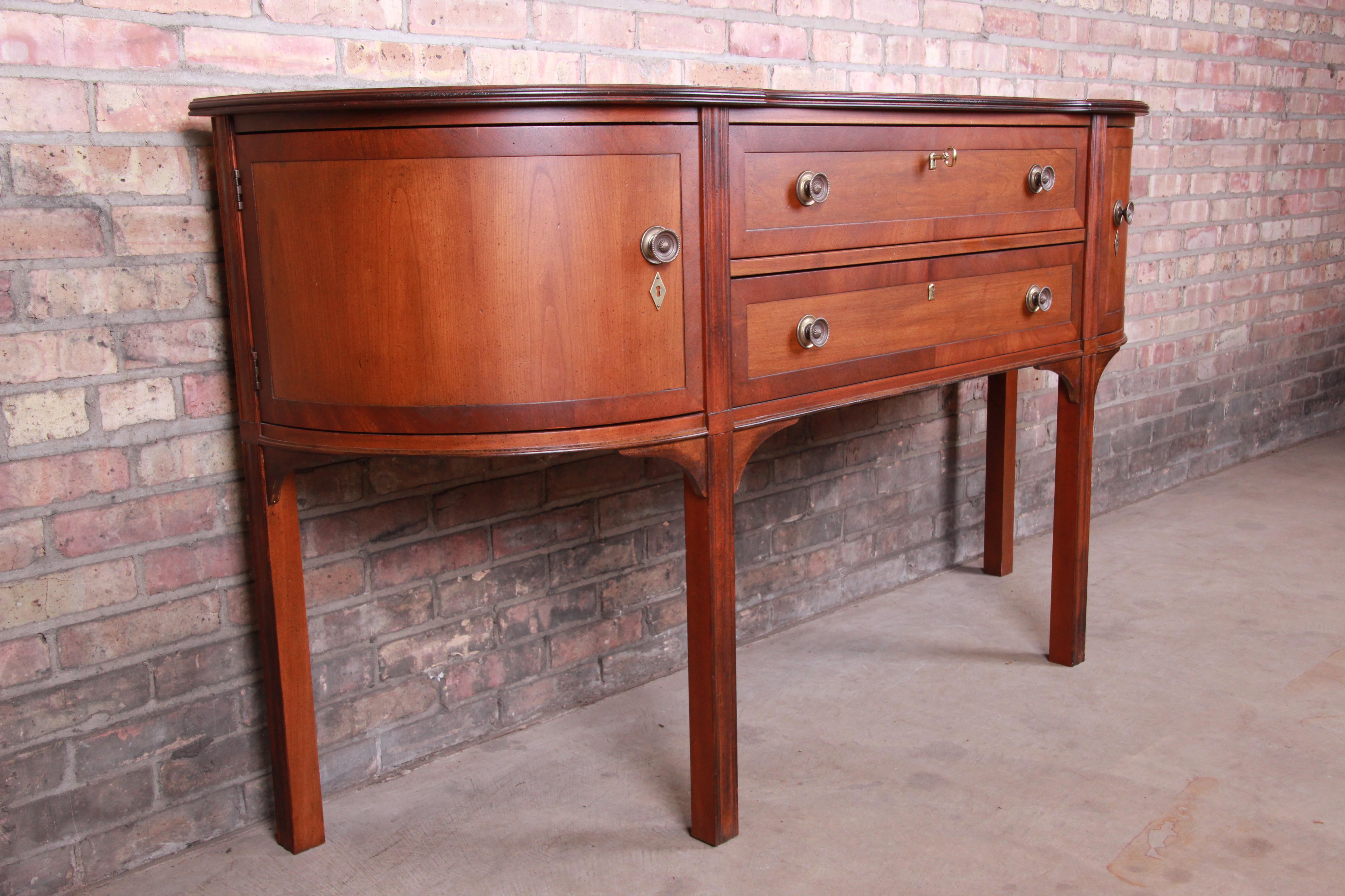 Brass Hekman Banded Mahogany Bow Front Georgian Sideboard Credenza