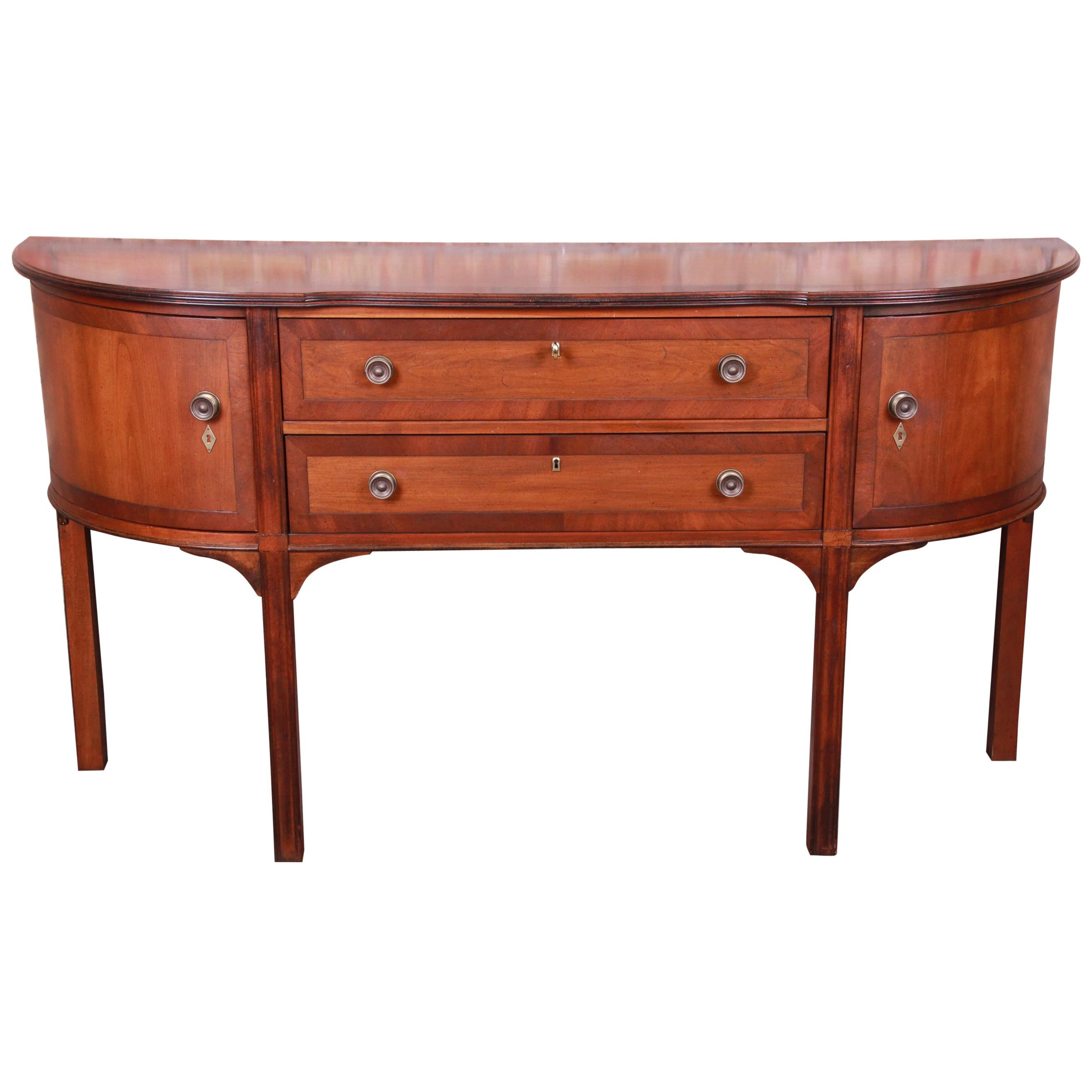 Hekman Banded Mahogany Bow Front Georgian Sideboard Credenza