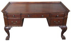 Hekman Chippendale Style Hairy Paw Foot Mahogany Office Library Writing Desk