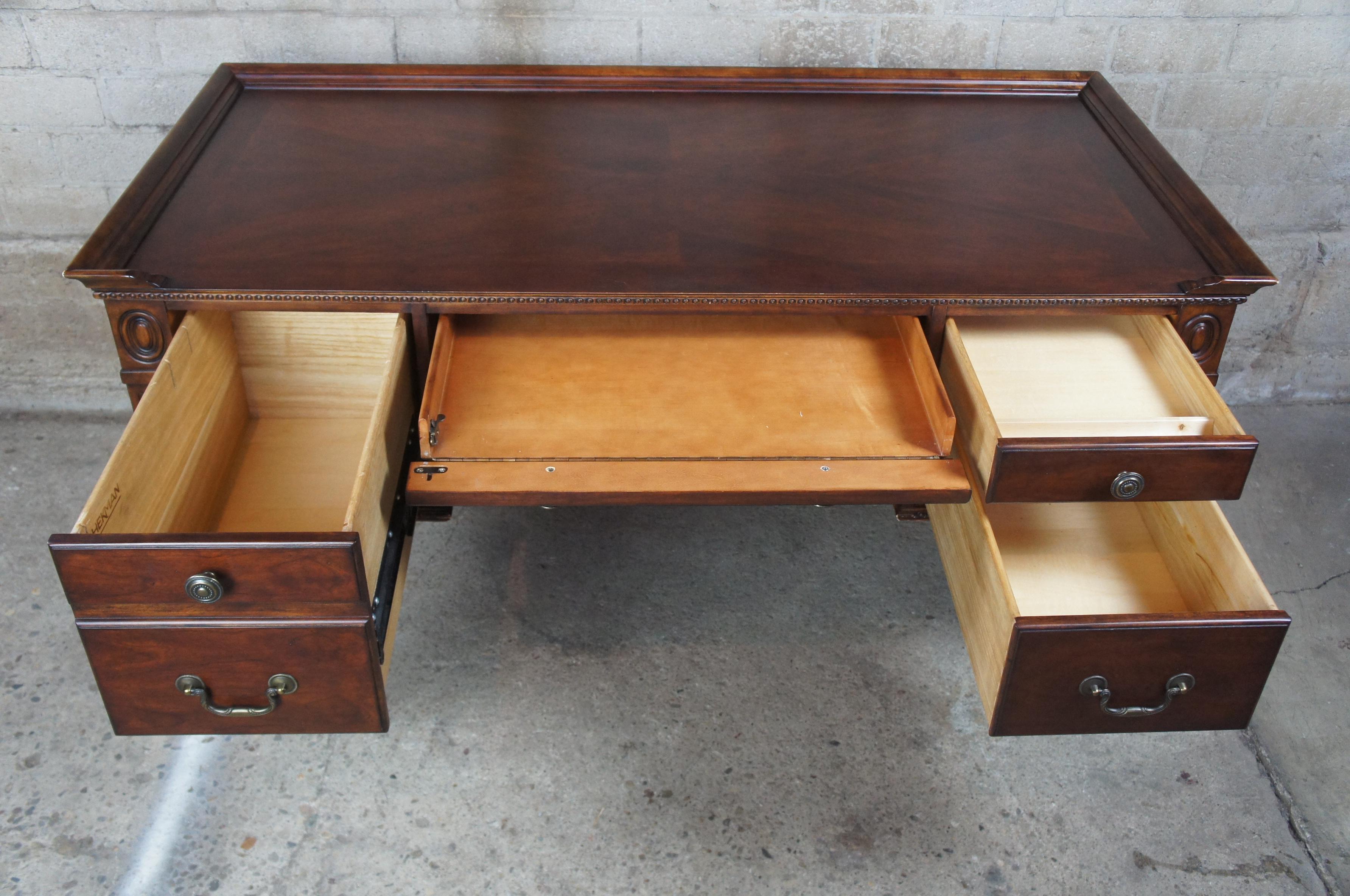 20th Century Hekman Chippendale Style Hairy Paw Foot Mahogany Office Library Writing Desk