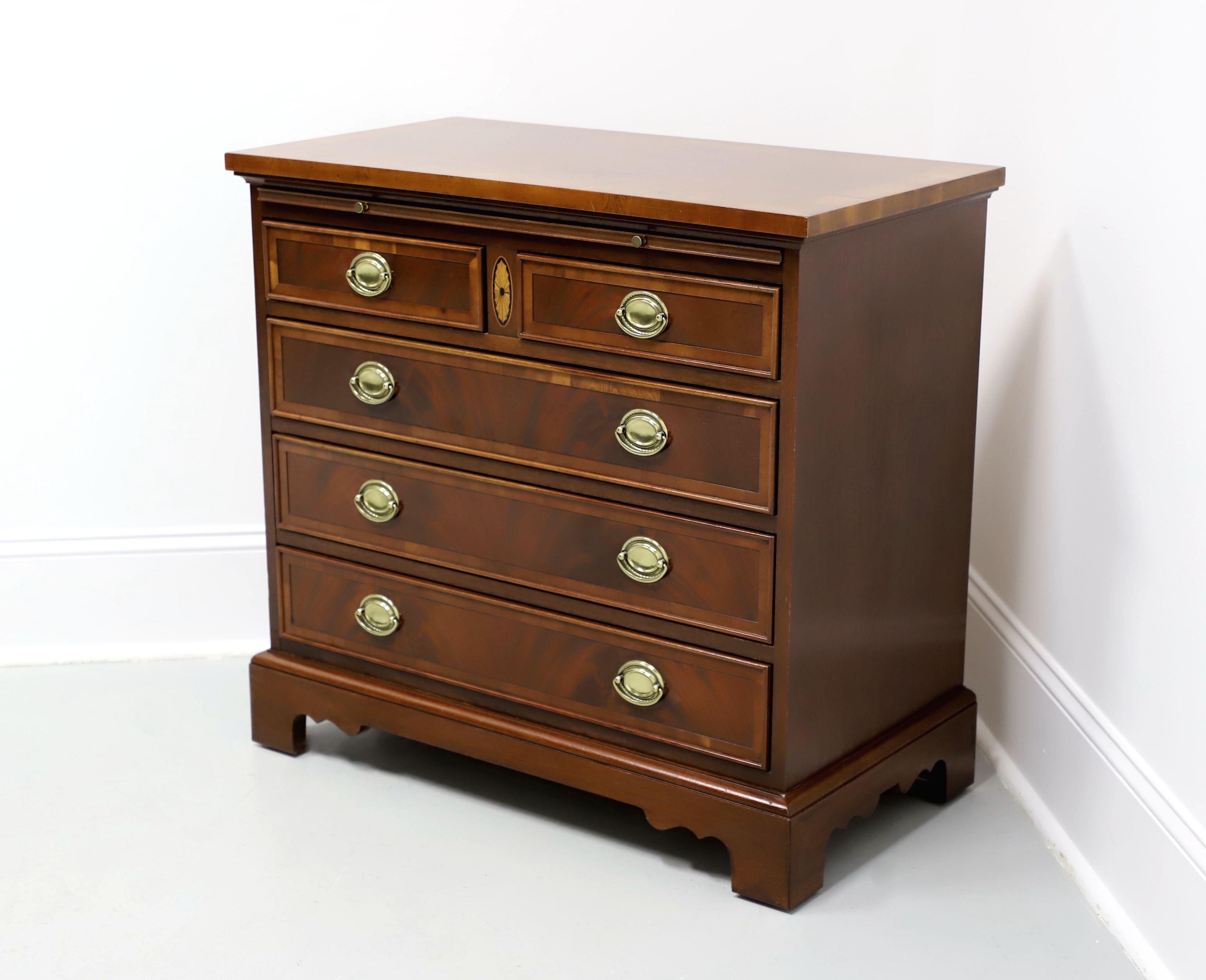 American HEKMAN Copley Place Banded Mahogany Georgian Bachelor Chest For Sale