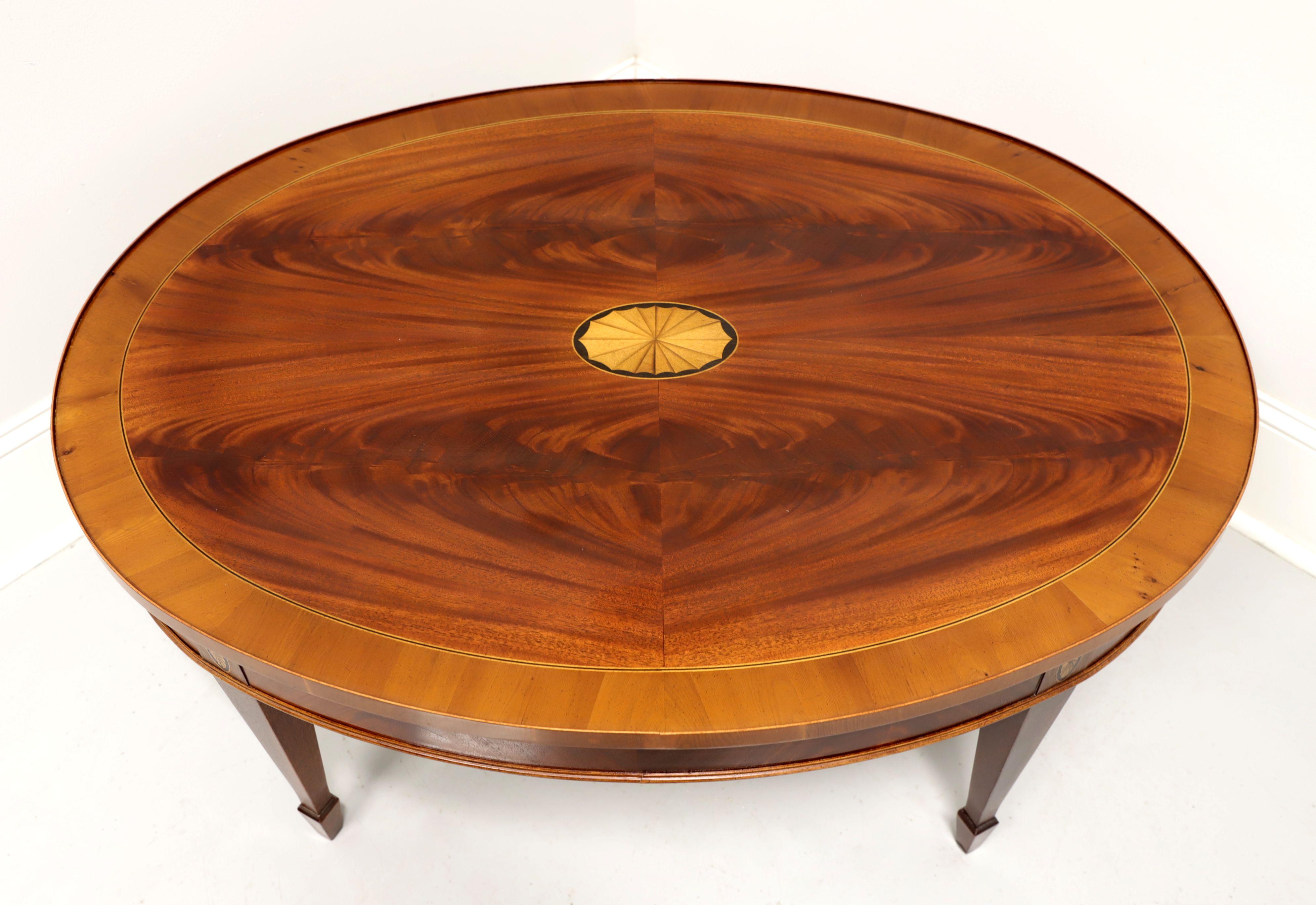 HEKMAN Copley Place Inlaid Flame Mahogany Coffee Table In Good Condition In Charlotte, NC