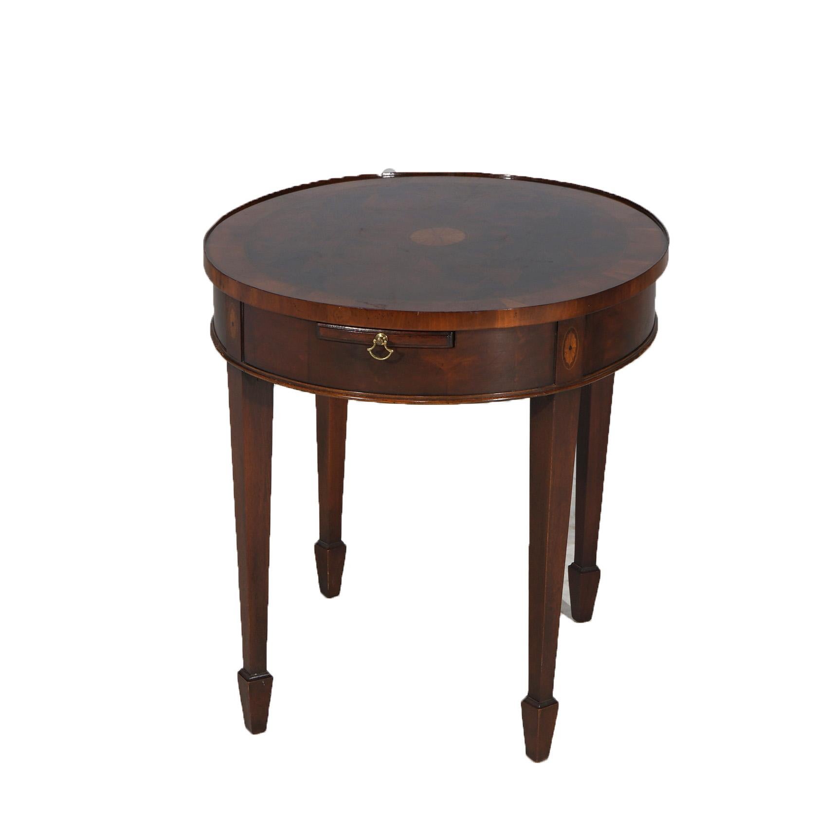 Inlay Hekman Copley Style Flame Mahogany & Satinwood Inlaid Side Table C1930 For Sale