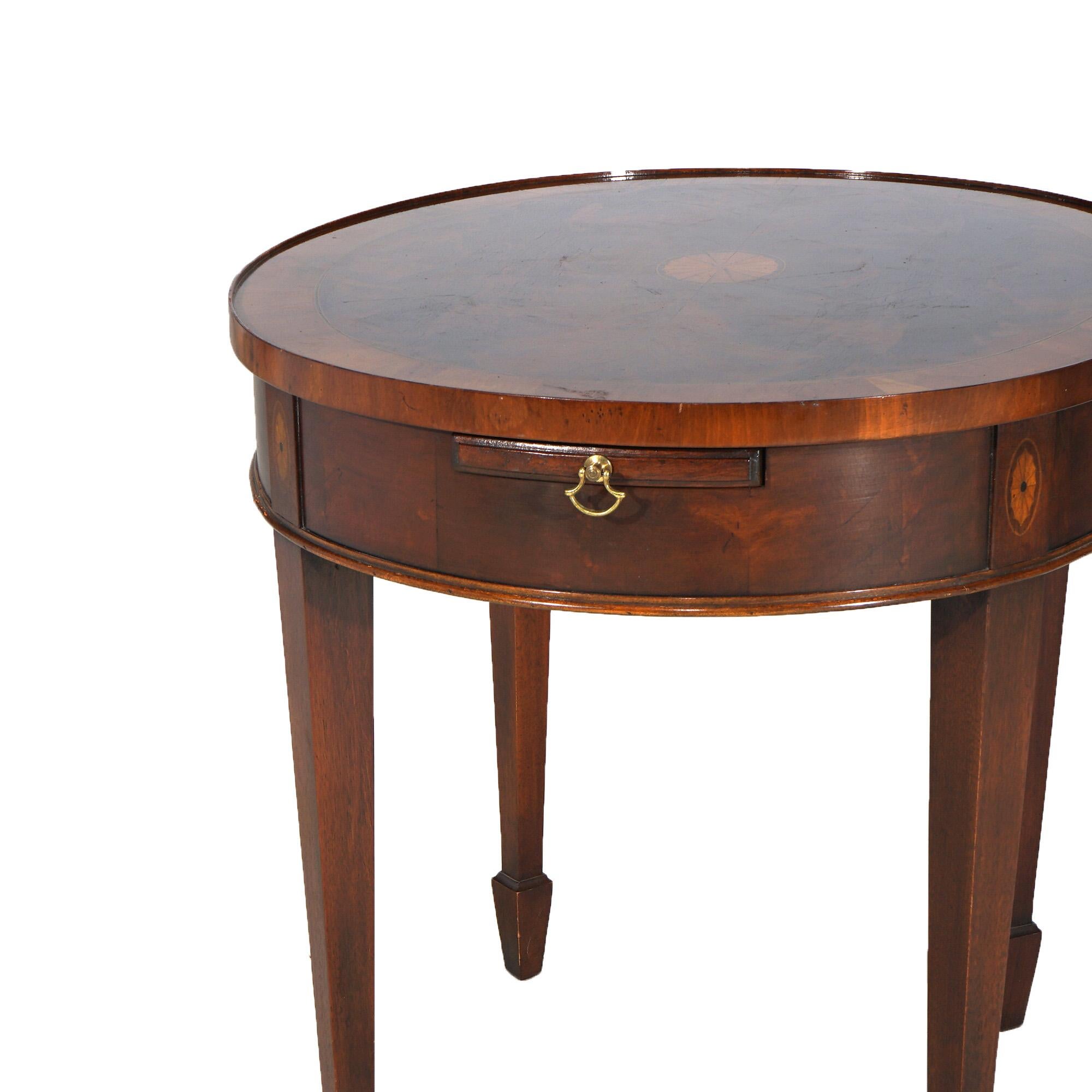 Hekman Copley Style Flame Mahogany & Satinwood Inlaid Side Table C1930 In Good Condition In Big Flats, NY
