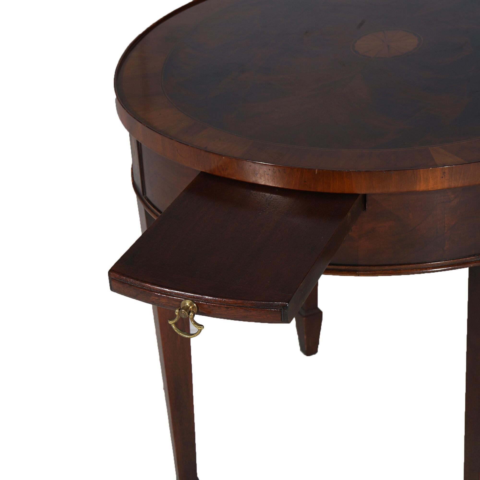 20th Century Hekman Copley Style Flame Mahogany & Satinwood Inlaid Side Table C1930