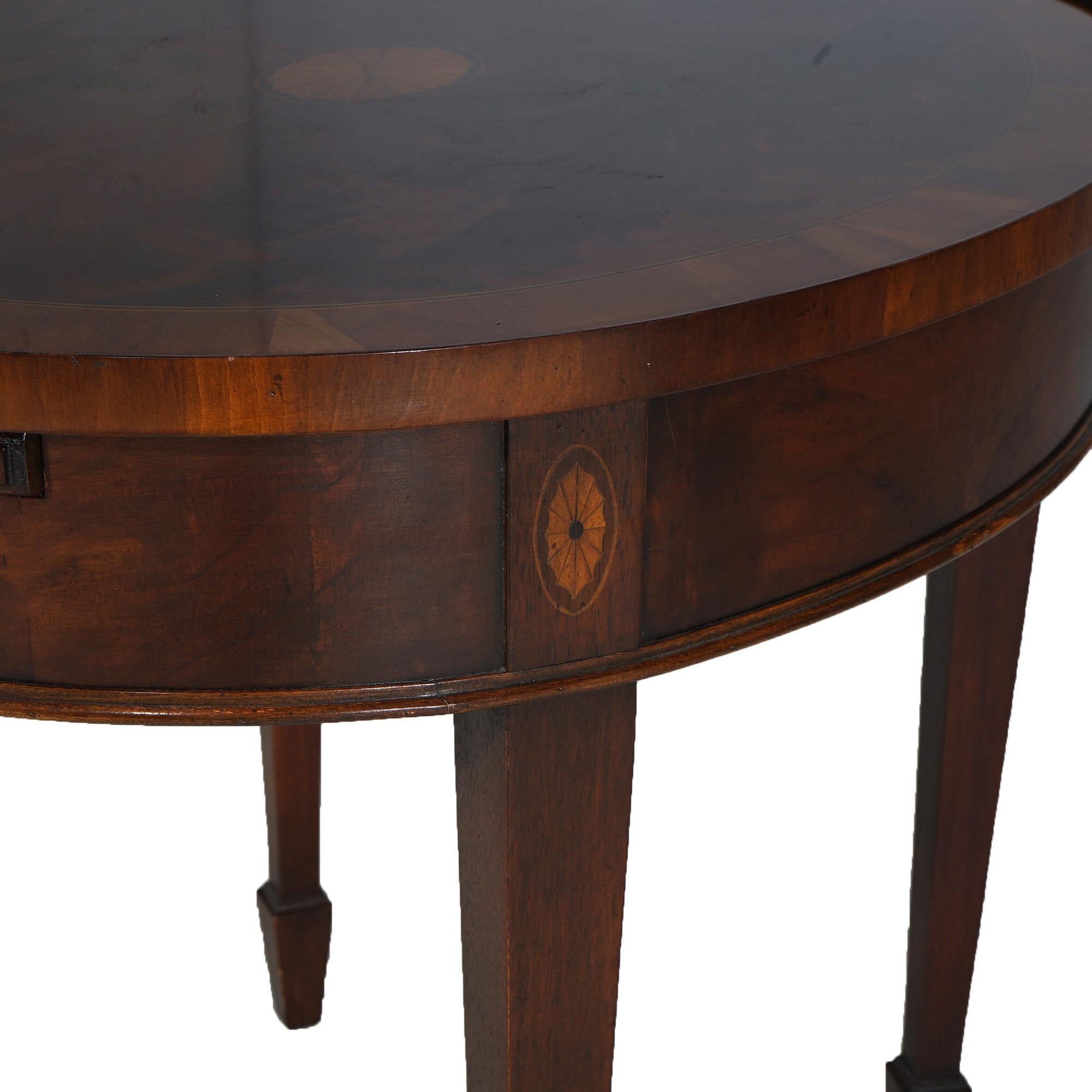 Hekman Copley Style Flame Mahogany & Satinwood Inlaid Side Table C1930 For Sale 1