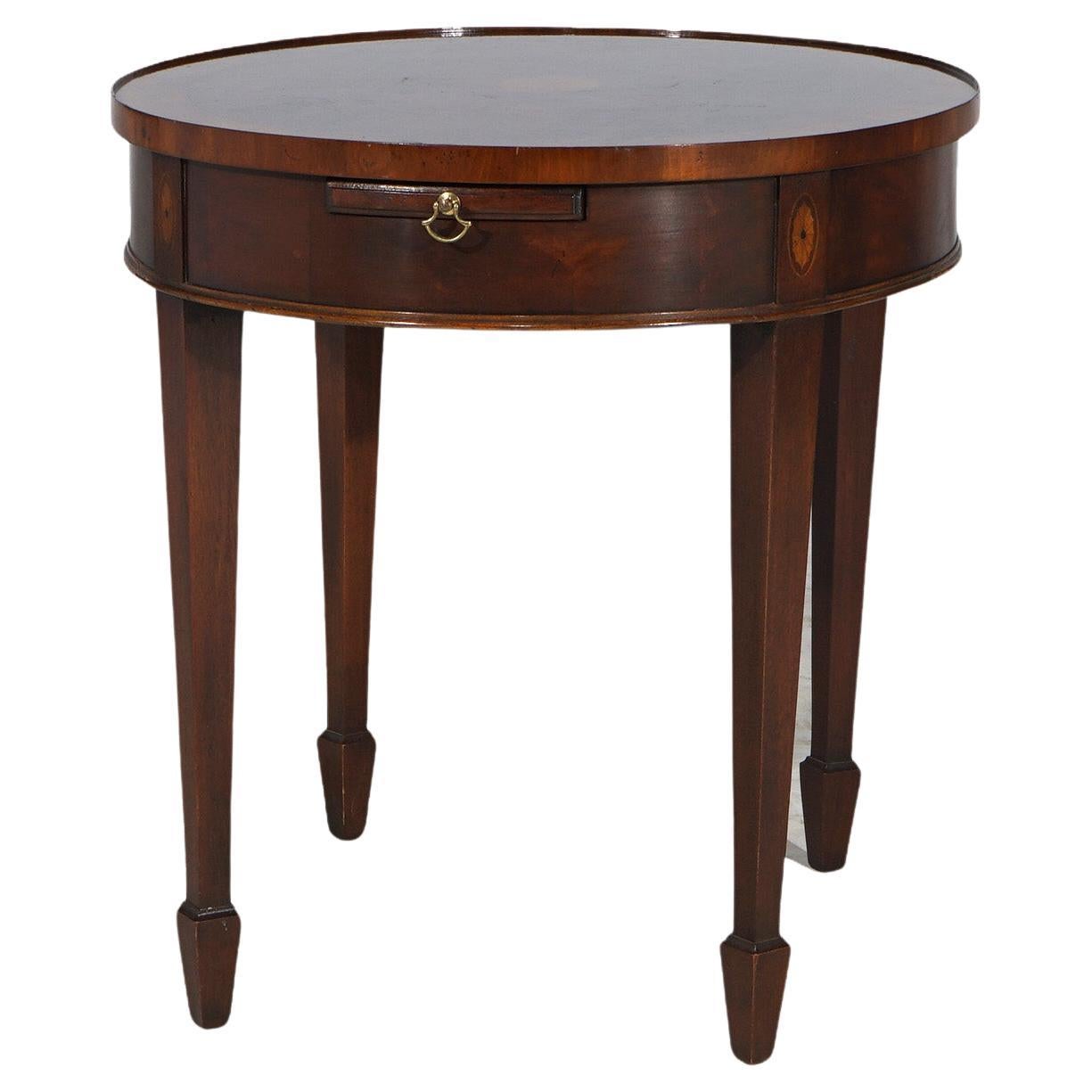 Hekman Copley Style Flame Mahogany & Satinwood Inlaid Side Table C1930 For Sale