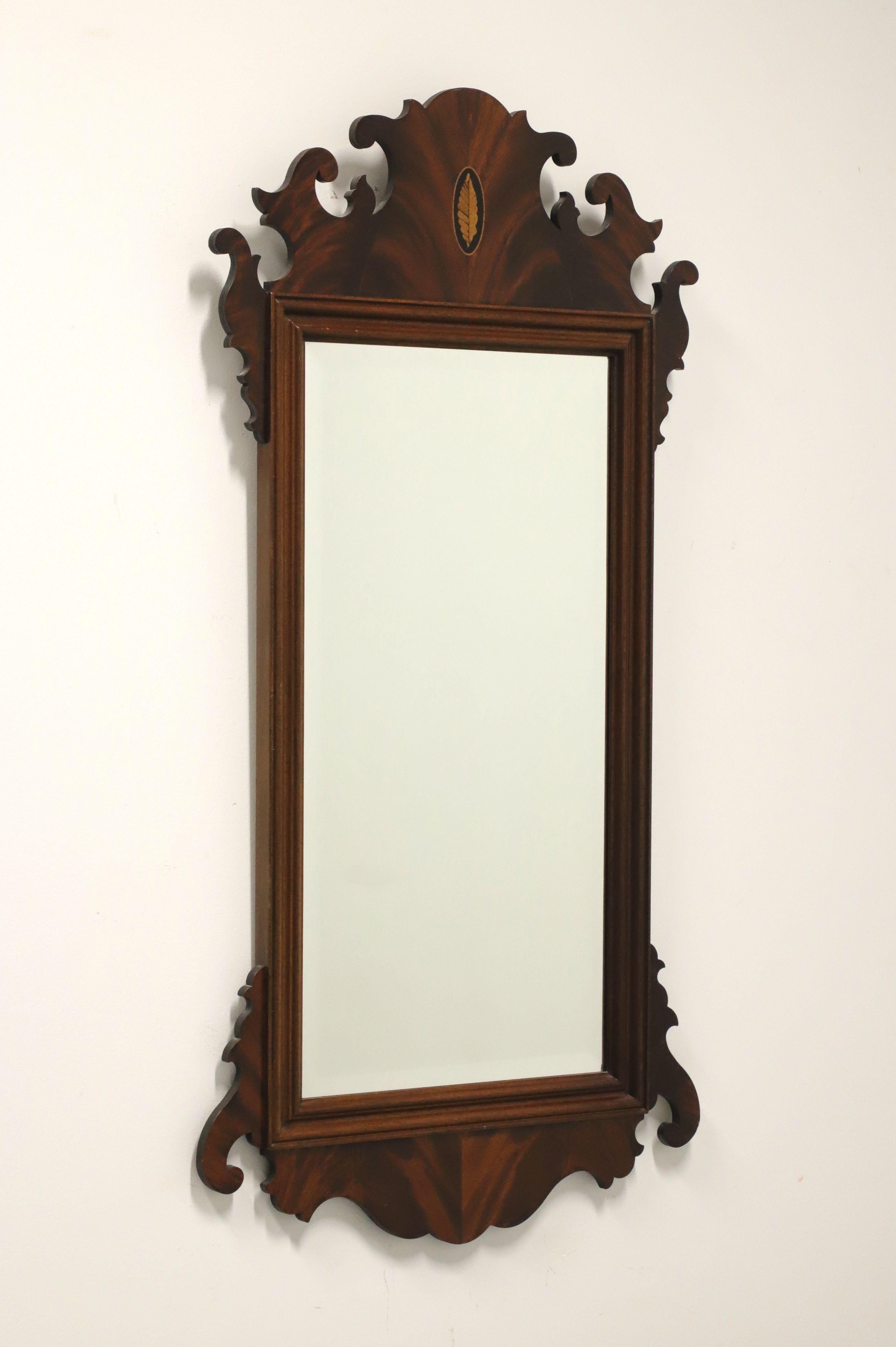 HEKMAN Crotch Mahogany Chippendale Beveled Wall Mirror For Sale 4