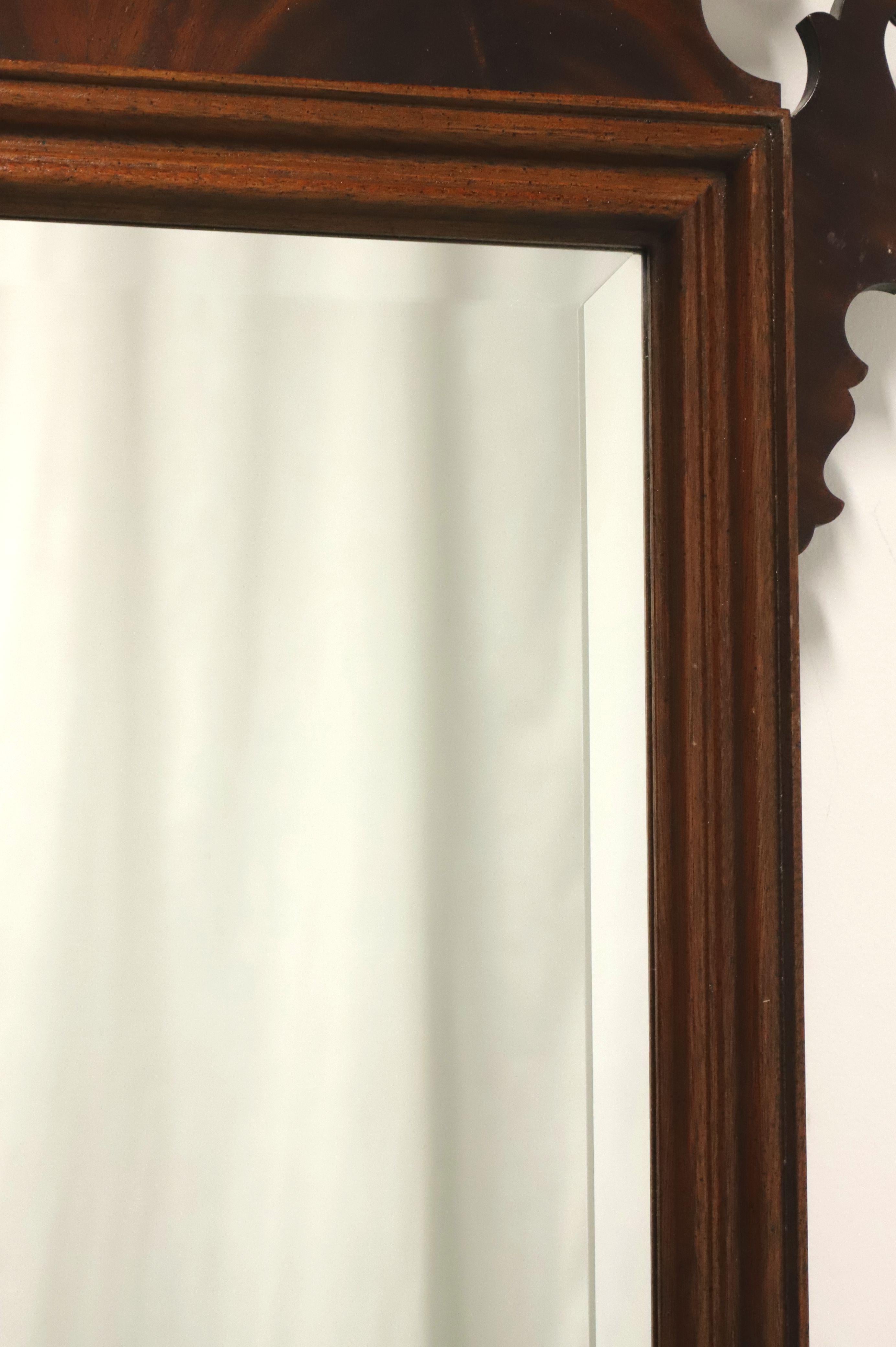 HEKMAN Crotch Mahogany Chippendale Beveled Wall Mirror In Good Condition For Sale In Charlotte, NC
