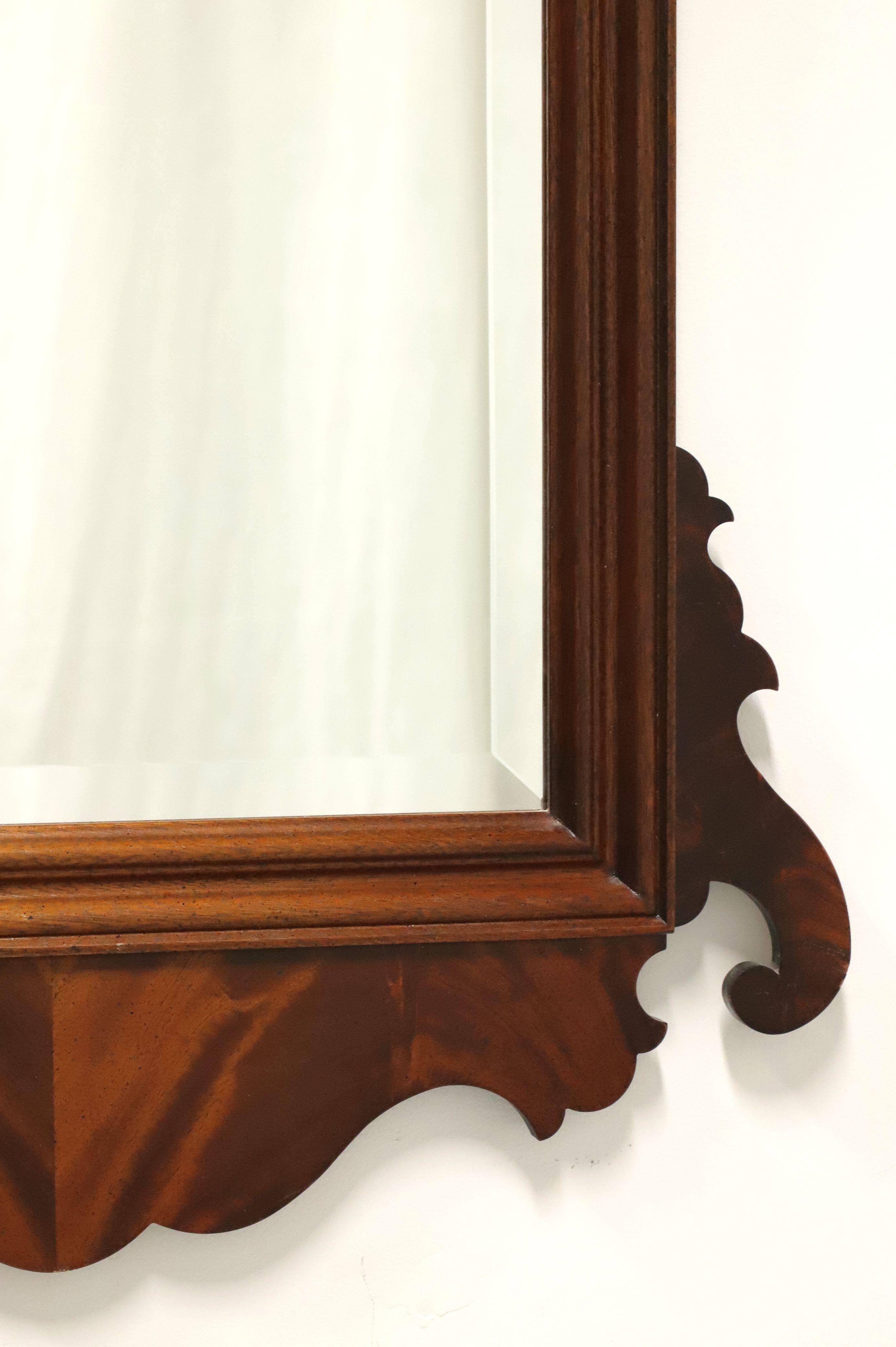 HEKMAN Crotch Mahogany Chippendale Beveled Wall Mirror For Sale 1