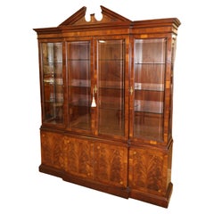 Vintage Hekman Federal Style Mahogany Bookcase Cabinet Breakfront