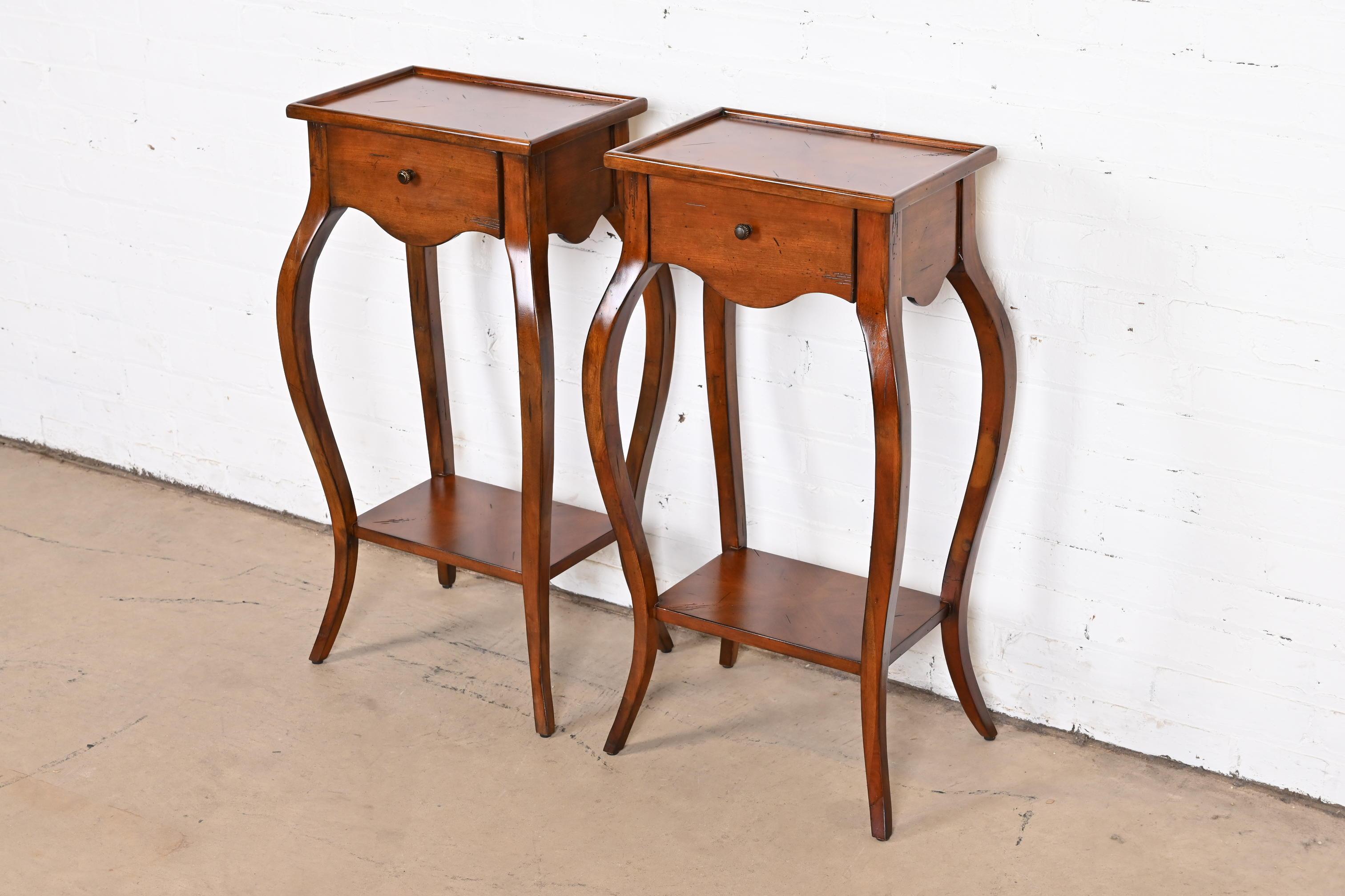American Hekman French Provincial Cherry Wood Nightstands, Pair