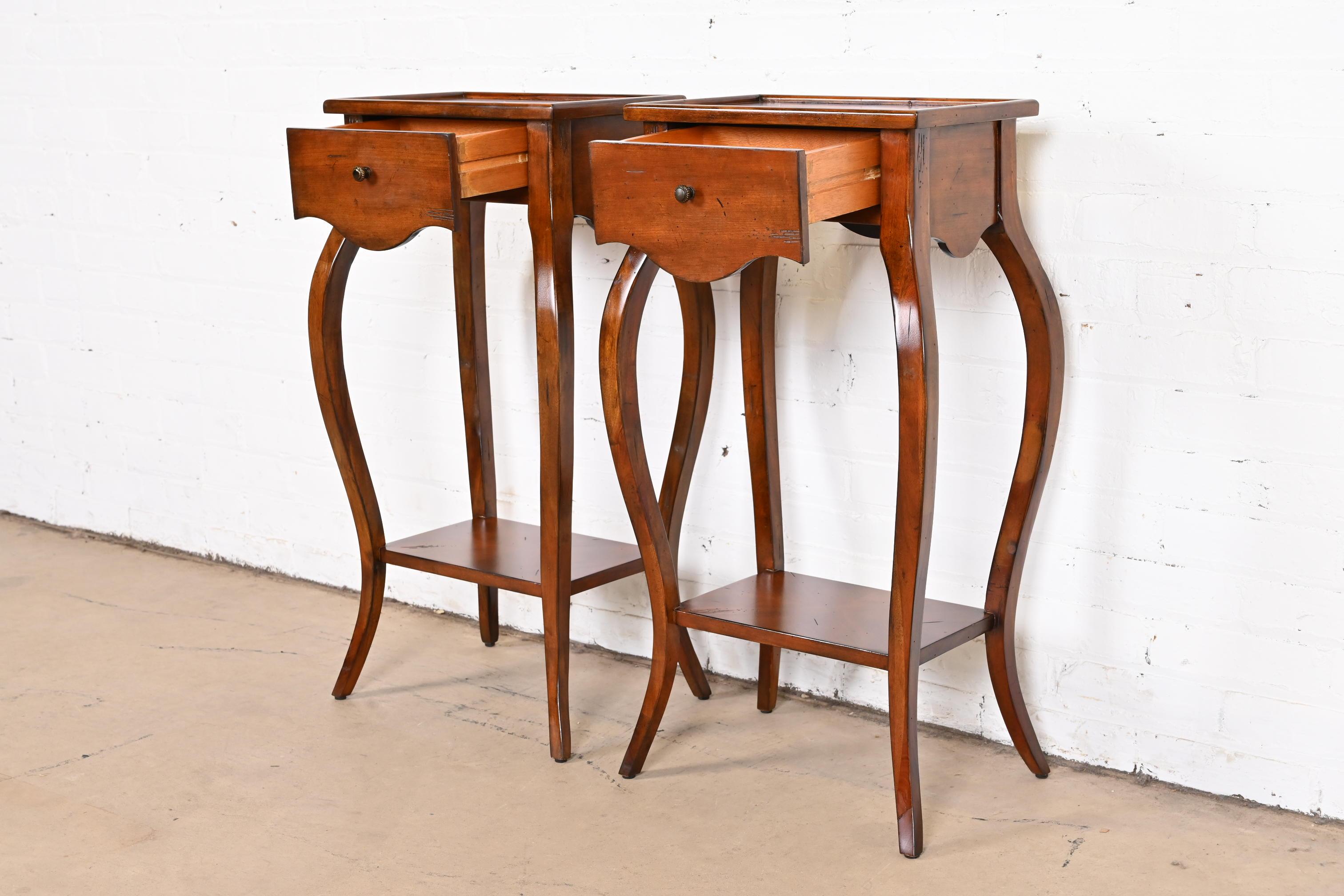 Hekman French Provincial Cherry Wood Nightstands, Pair 3