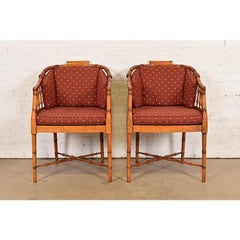 Hekman Furniture Regency Faux Bamboo Armchairs, Pair