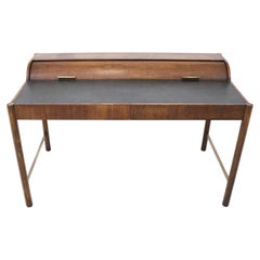 Hekman Furniture Signed Walnut & Brass Roll-Top Writing Desk Mid-Century Modern
