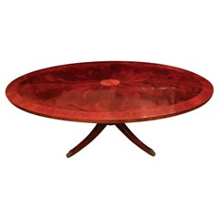 Hekman Georgian Flame Mahogany Coffee Table w/ Burl Elm, Satinwood, Circa 1960s