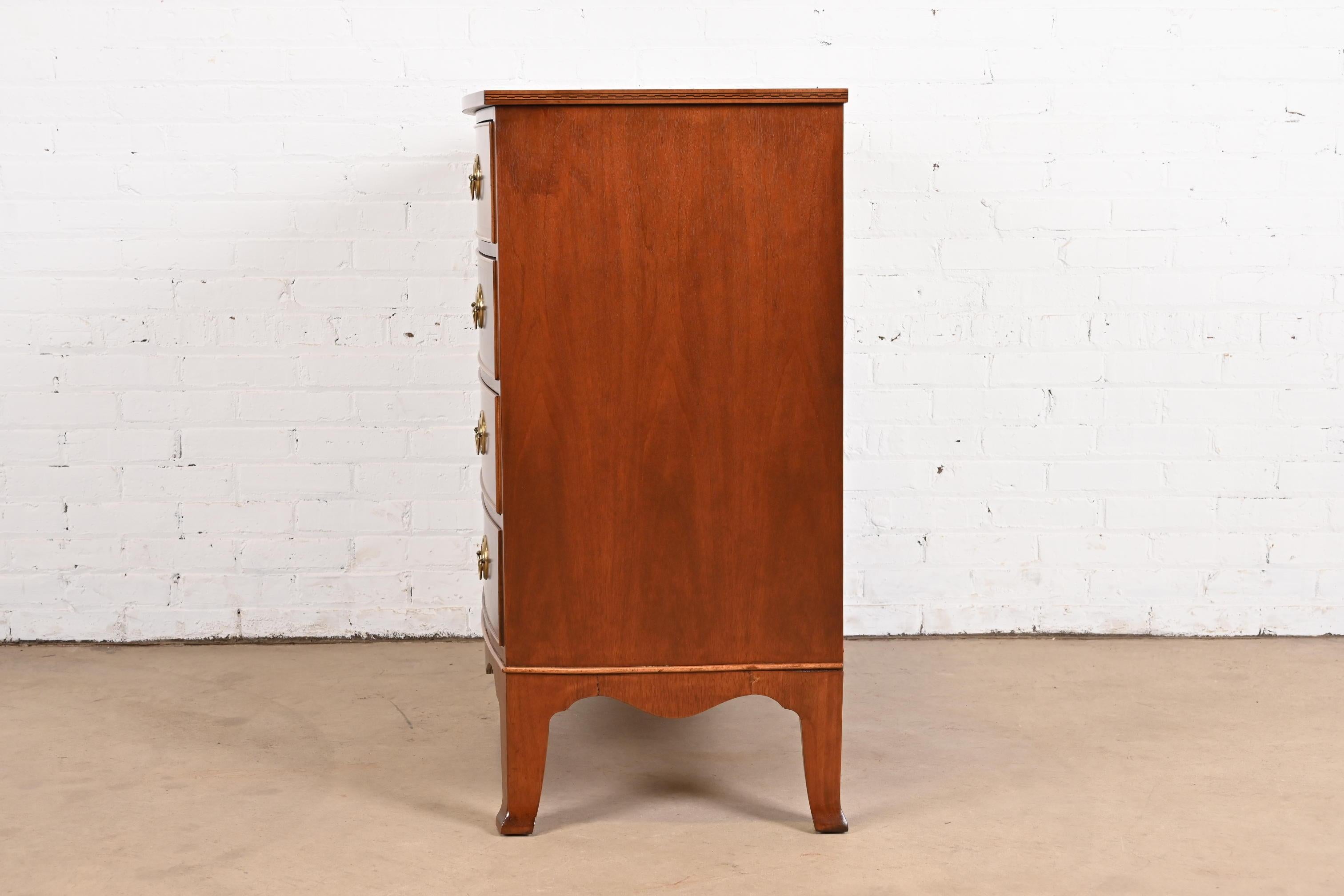 Hekman Georgian Inlaid Flame Mahogany Bow Front Chest of Drawers, Refinished 10