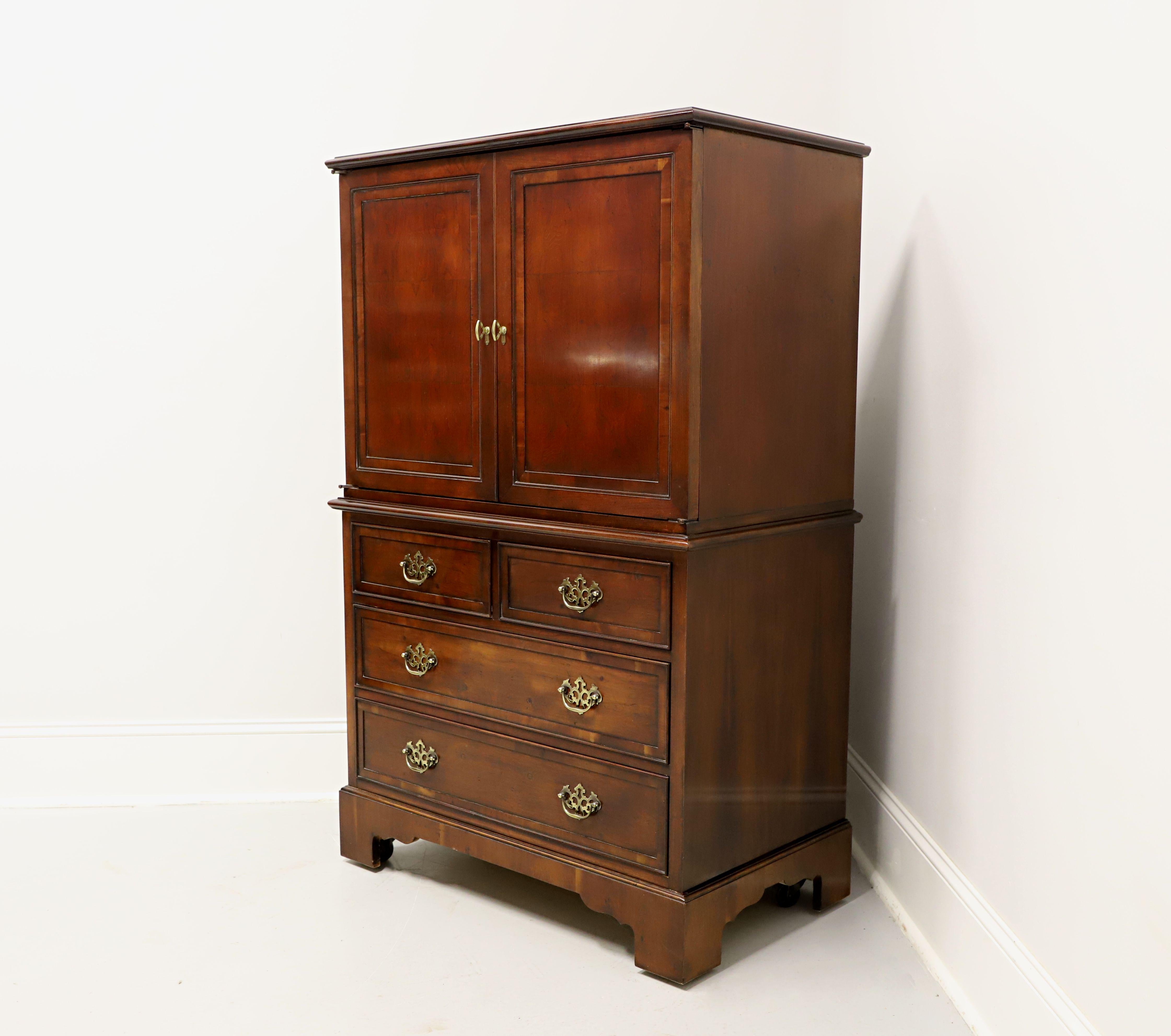 Chippendale HEKMAN Inlaid Yew Wood Entertainment Cabinet Chest For Sale