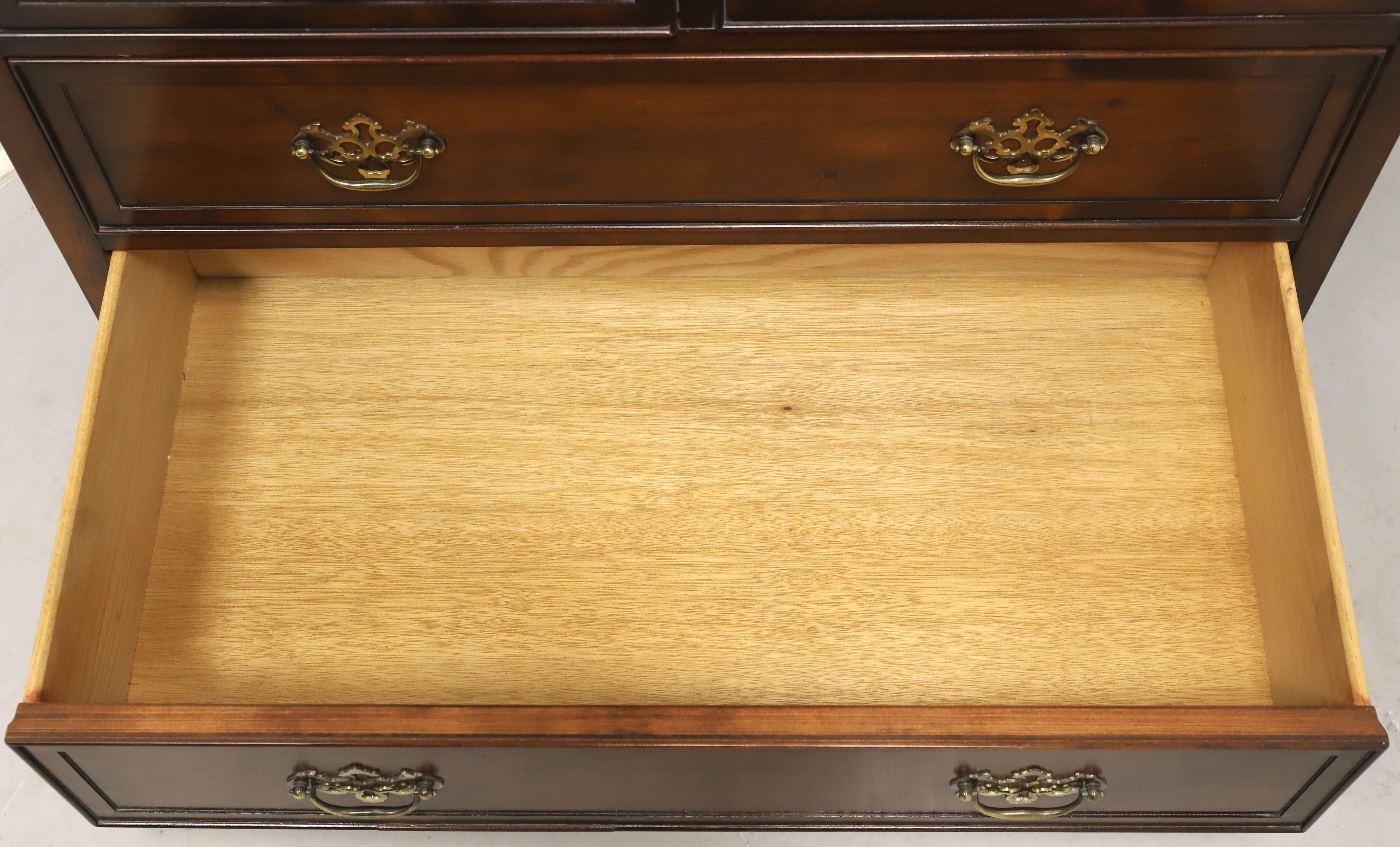 Brass HEKMAN Inlaid Yew Wood Entertainment Cabinet Chest For Sale