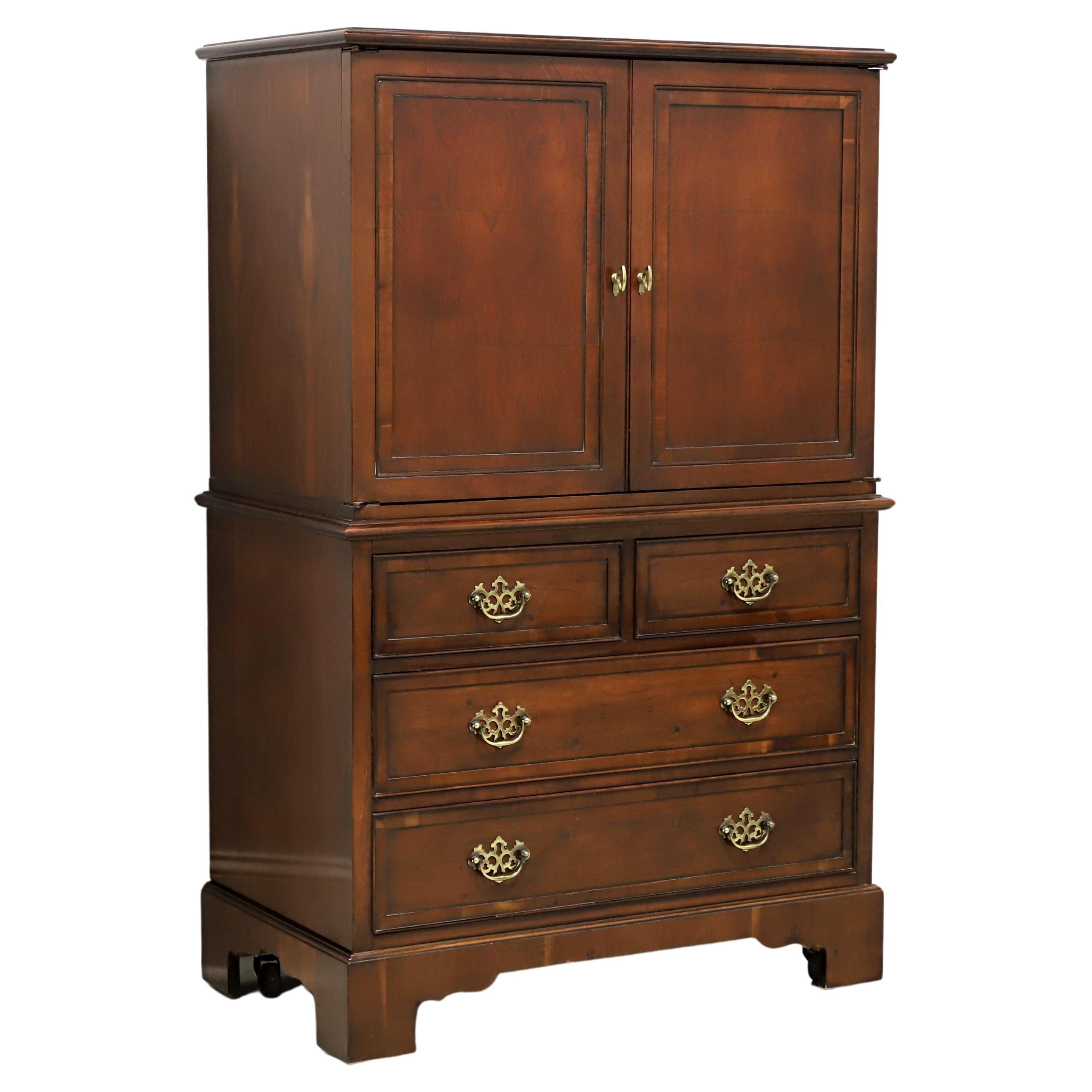 HEKMAN Inlaid Yew Wood Entertainment Cabinet Chest For Sale