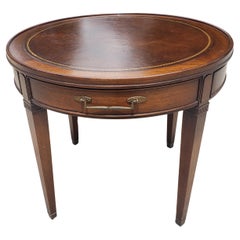 Hekman Mahogany Stenciled Brown Leather Top Table