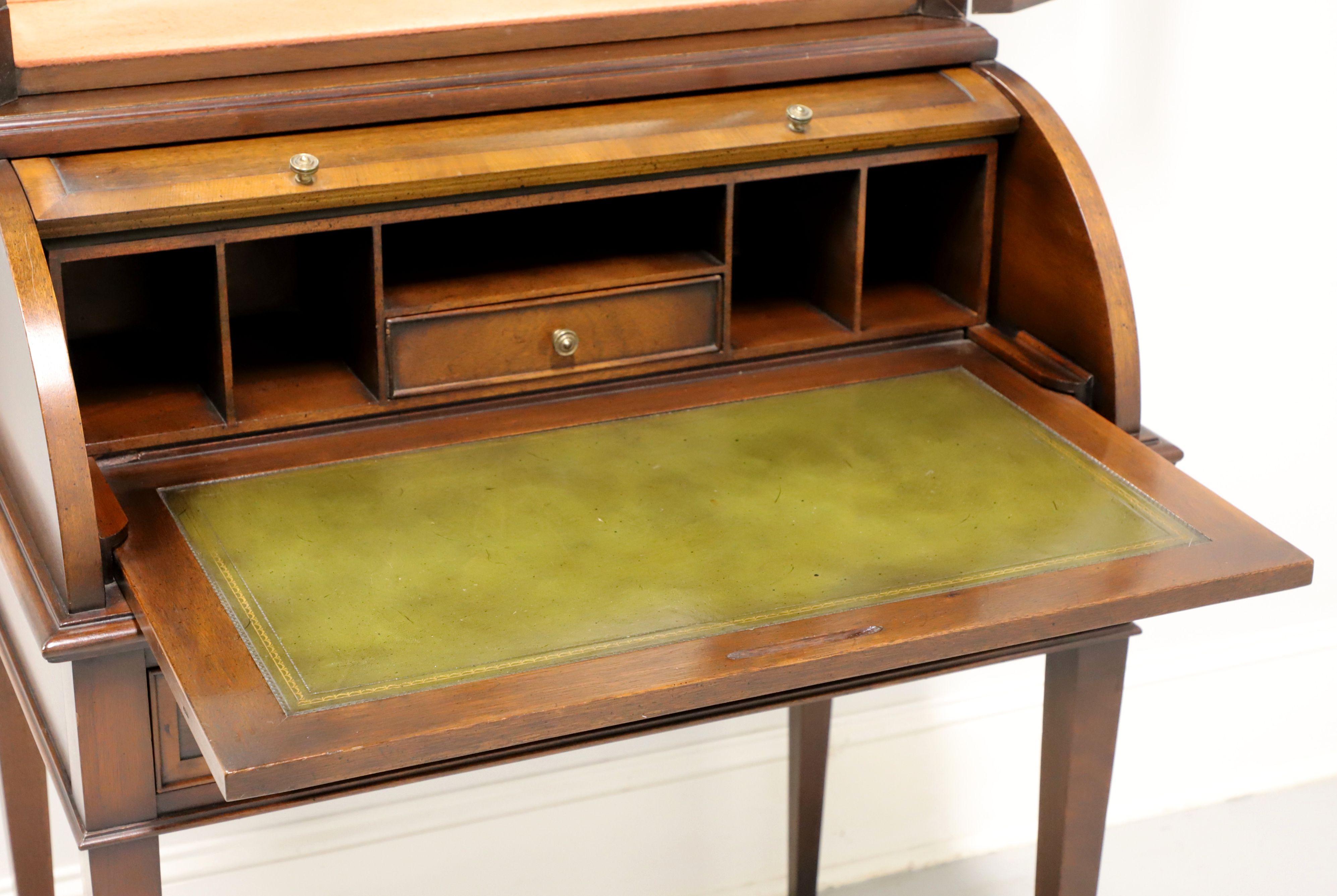 20th Century HEKMAN Mahogany Yew Banded Secretary Desk on Tapered Legs with Spade Feet