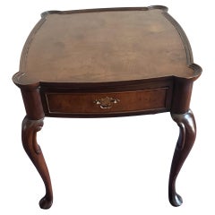 Vintage Hekman Mid-Century Burl Walnut Single Drawer Side Table 