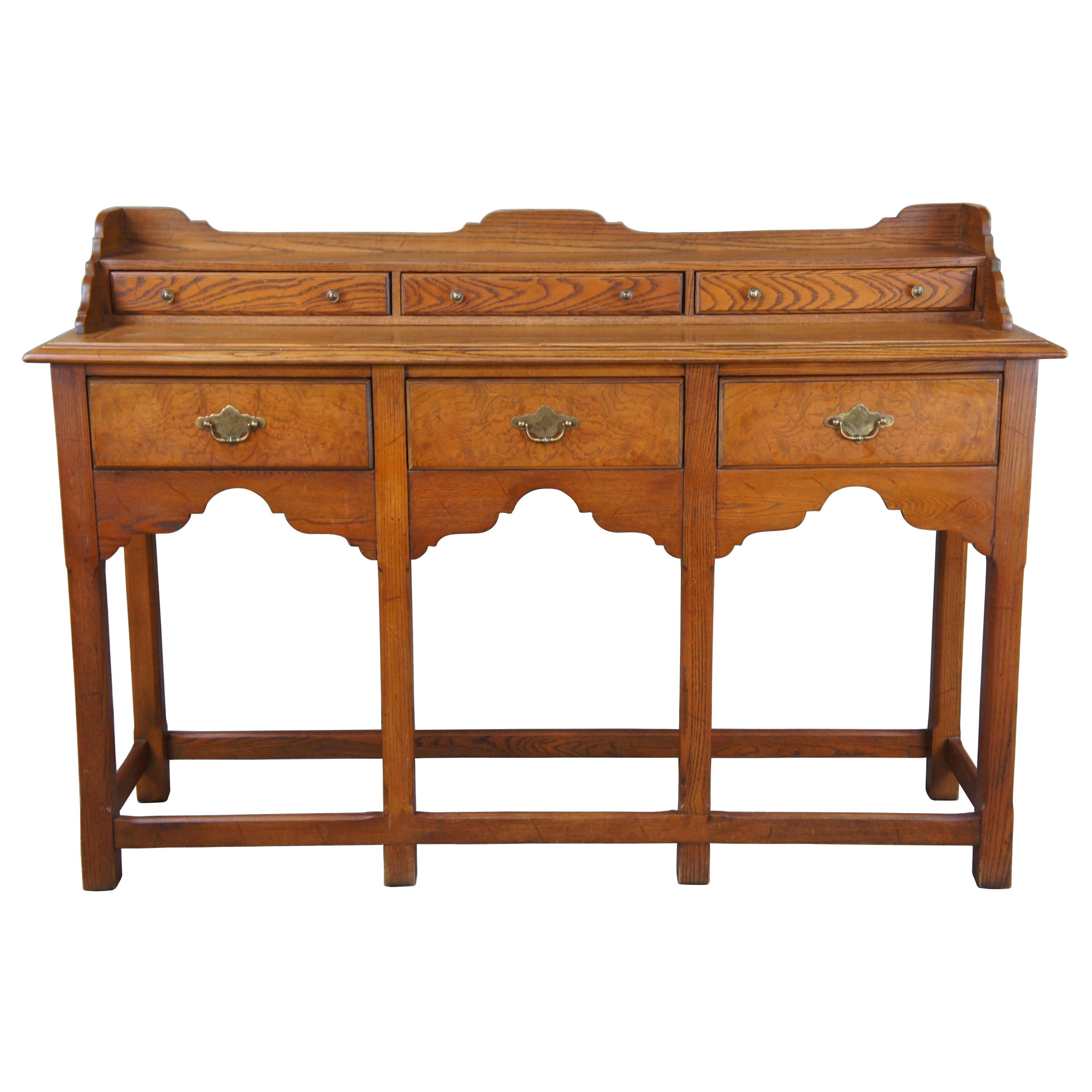 Hekman Oak & Olive Ash Burled Asian Sideboard Console Altar Hall Entry Table