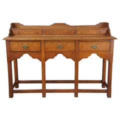 Vintage Hekman Oak & Olive Ash Burled Asian Sideboard Console Altar Hall Entry Table