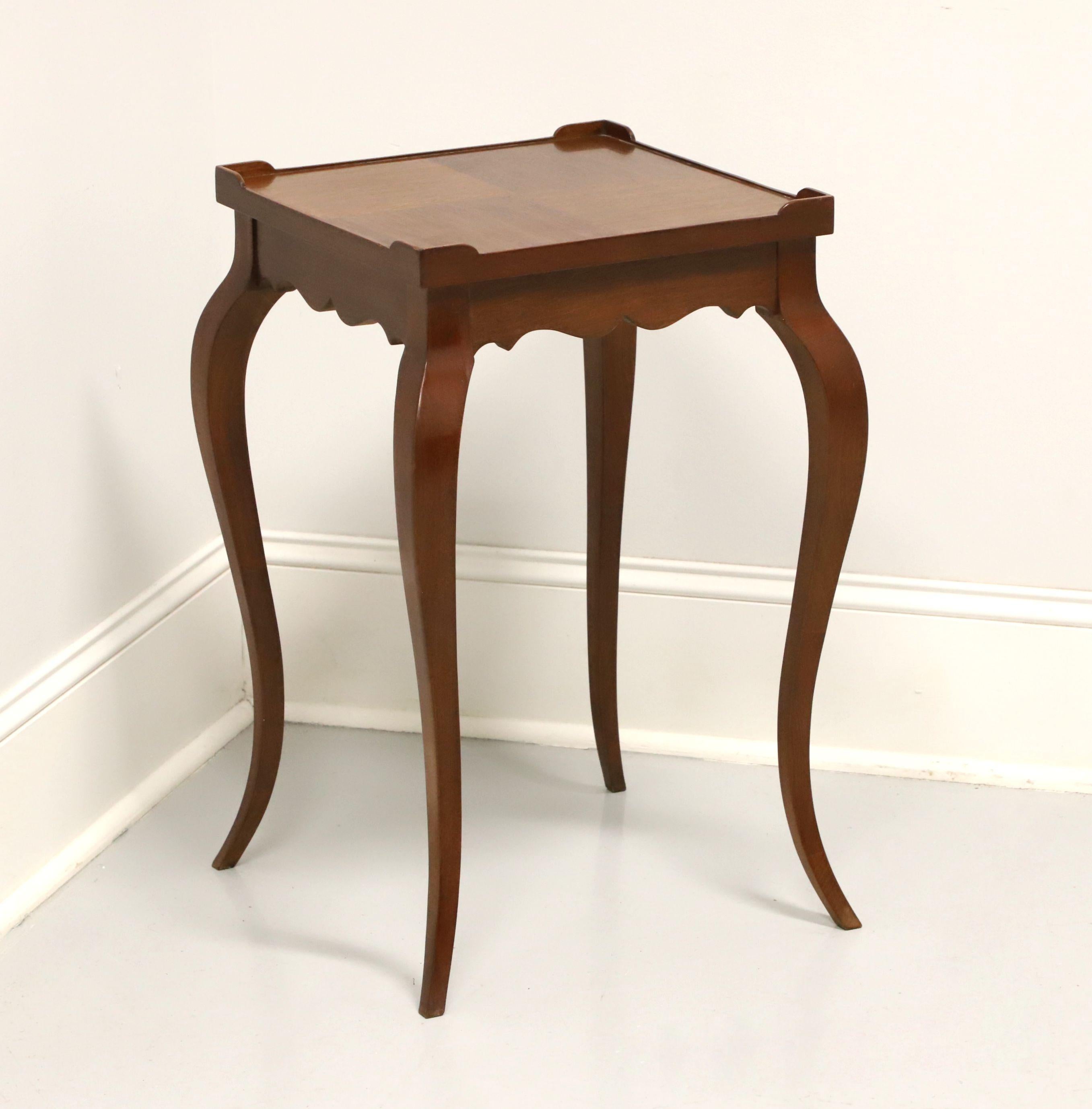 20th Century HEKMAN Walnut Inlaid Parquetry Square French Louis XV Accent Table For Sale