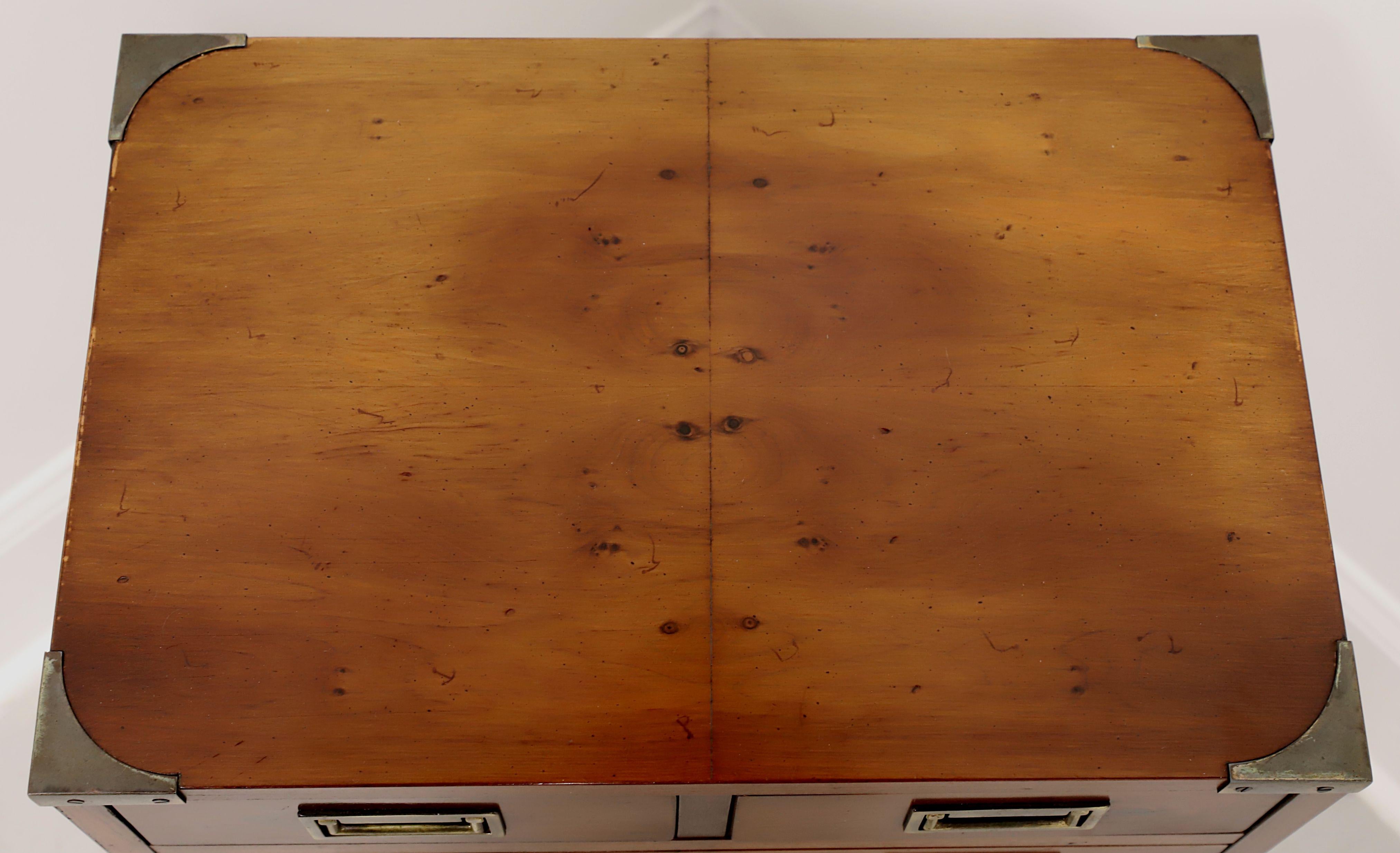Brass HEKMAN Yew Wood Campaign Style Silver Chest on Stand For Sale