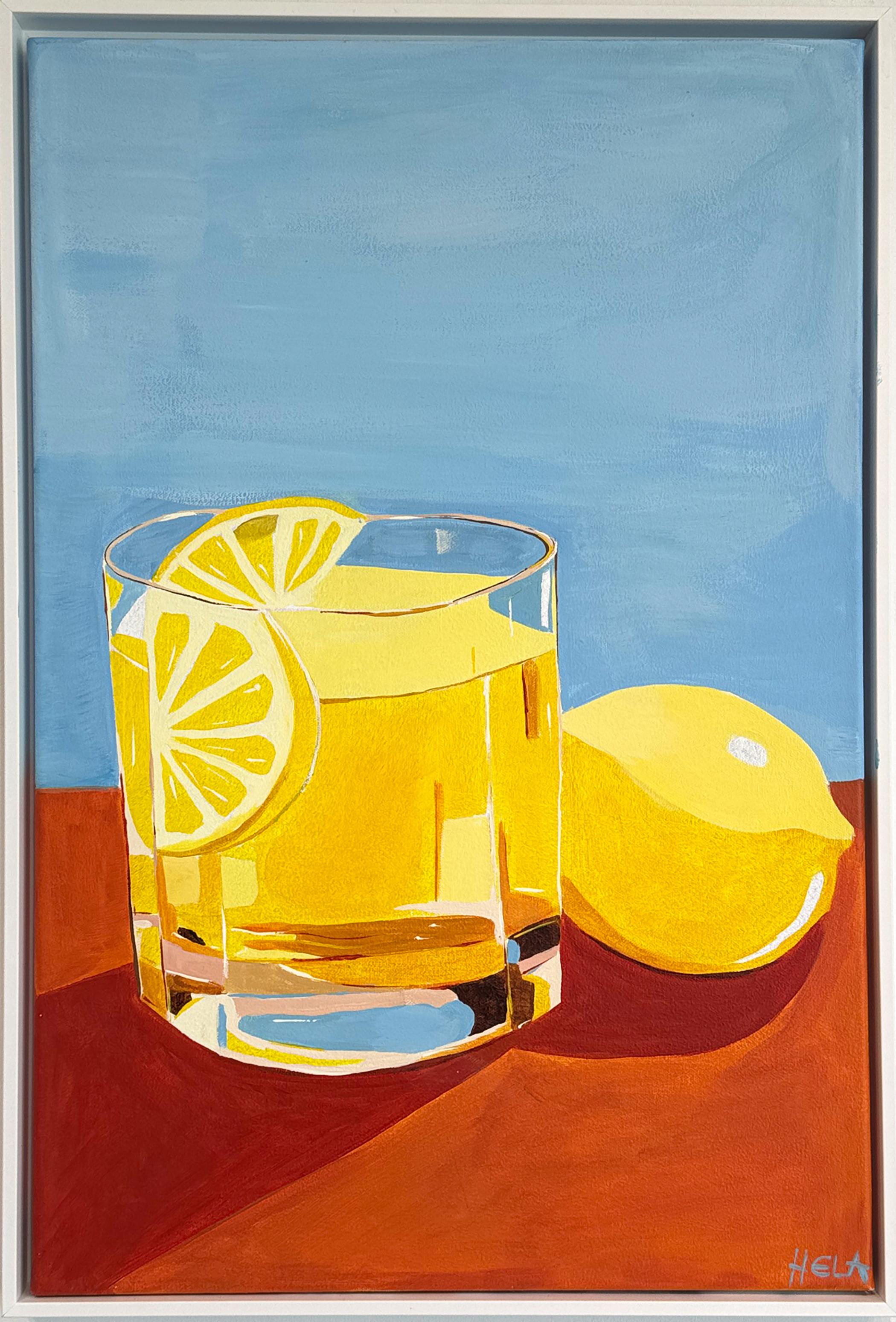 Squeeze of Sunshine by Hela -Contemporary cocktail summer still life painting