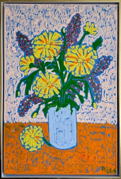 Fresh from the garden Hela - Contemporary flower oil pastel still life painting