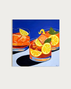 Lemons, Light, and Laughter - Contemporary cocktail summer still life painting