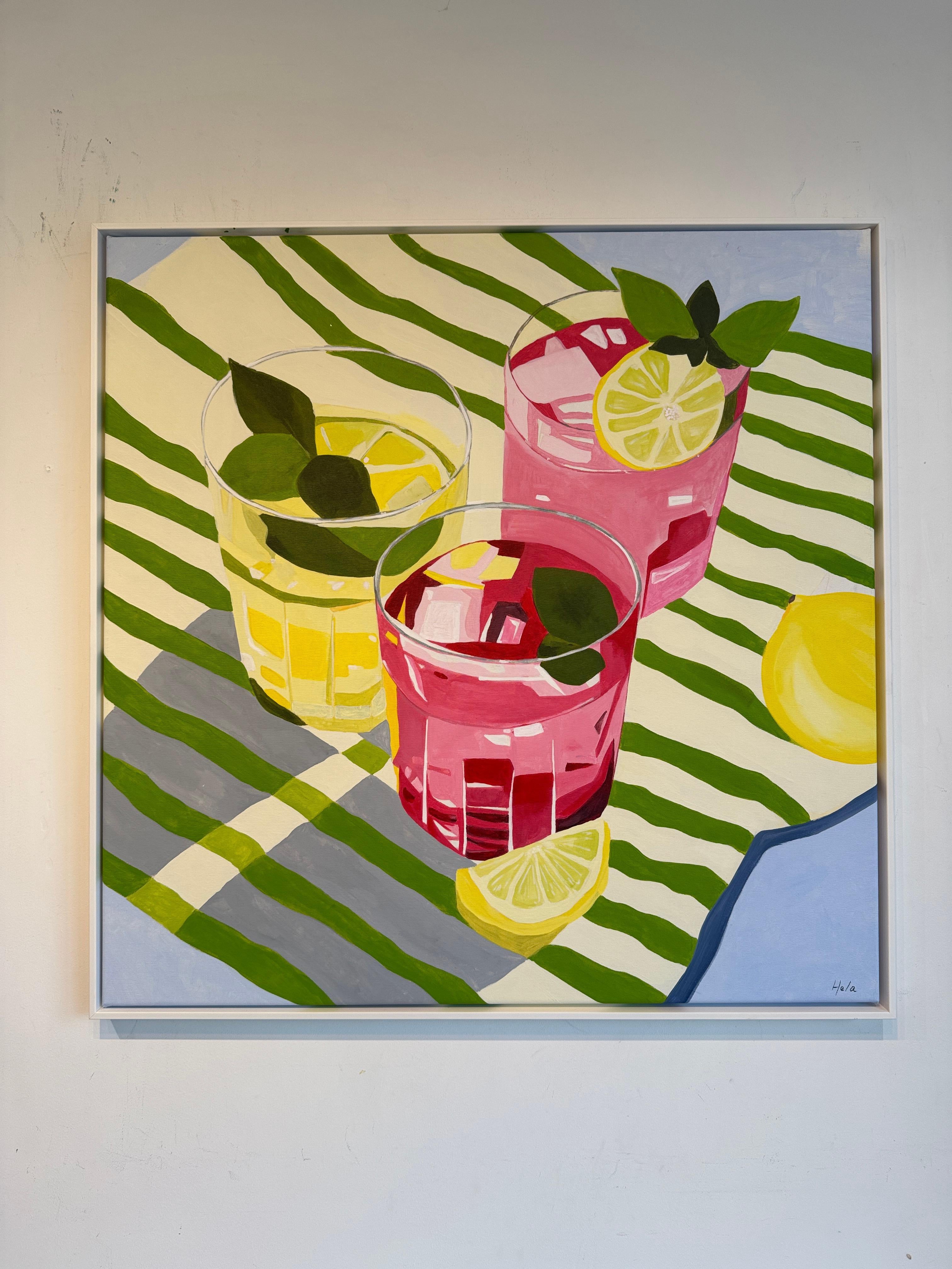 Tres sorbos de sol by Hela -Coctel contemporáneo bodegón de verano en venta 9